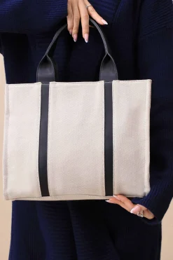 Beige & Black Tote Bag-444702103