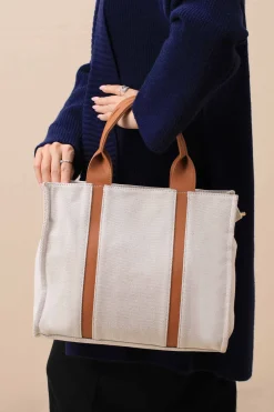 Beige & Brown Tote Bag-444702113