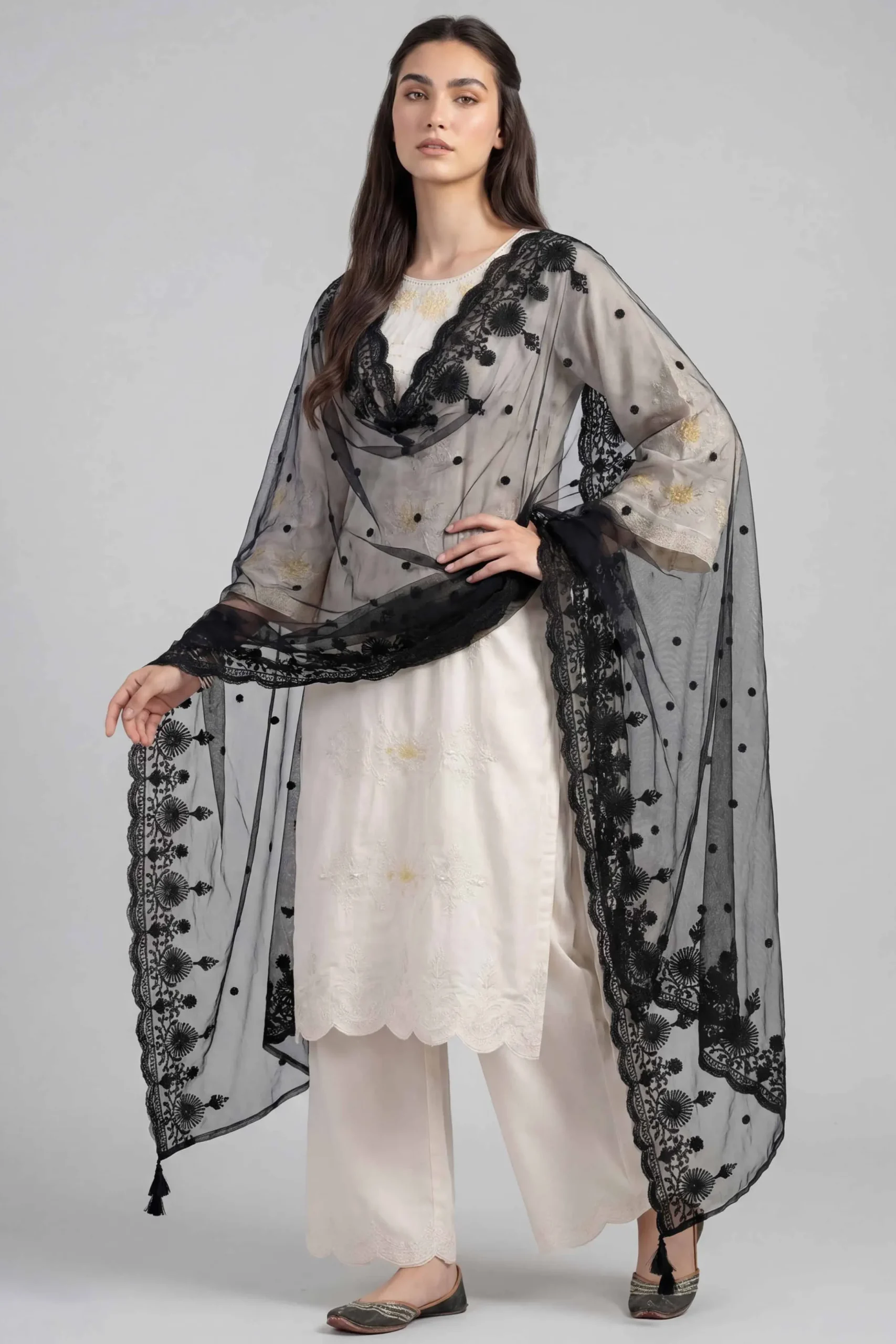 Embroidered Dupatta - KFE26-196