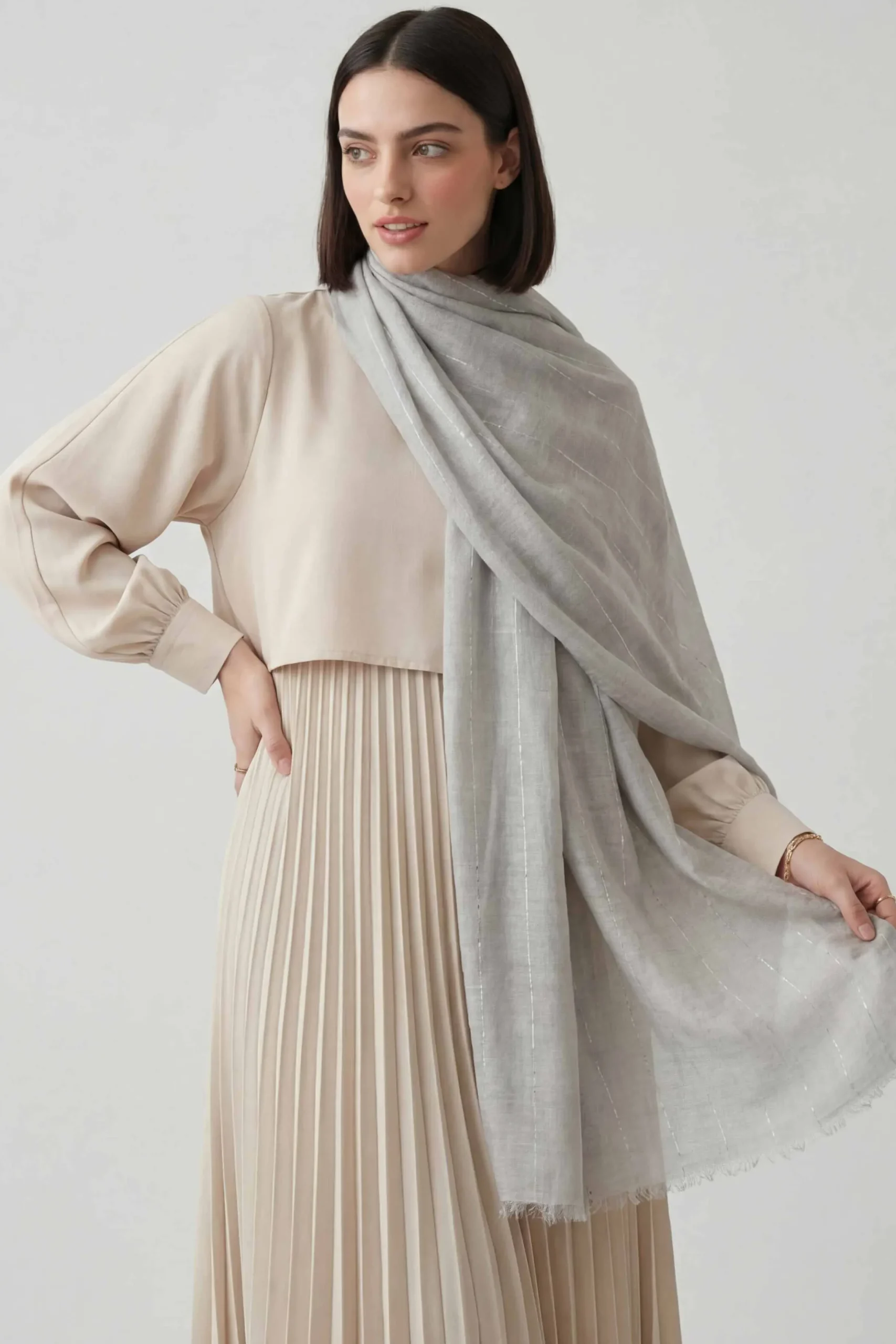Grey Women Scarf-443392111