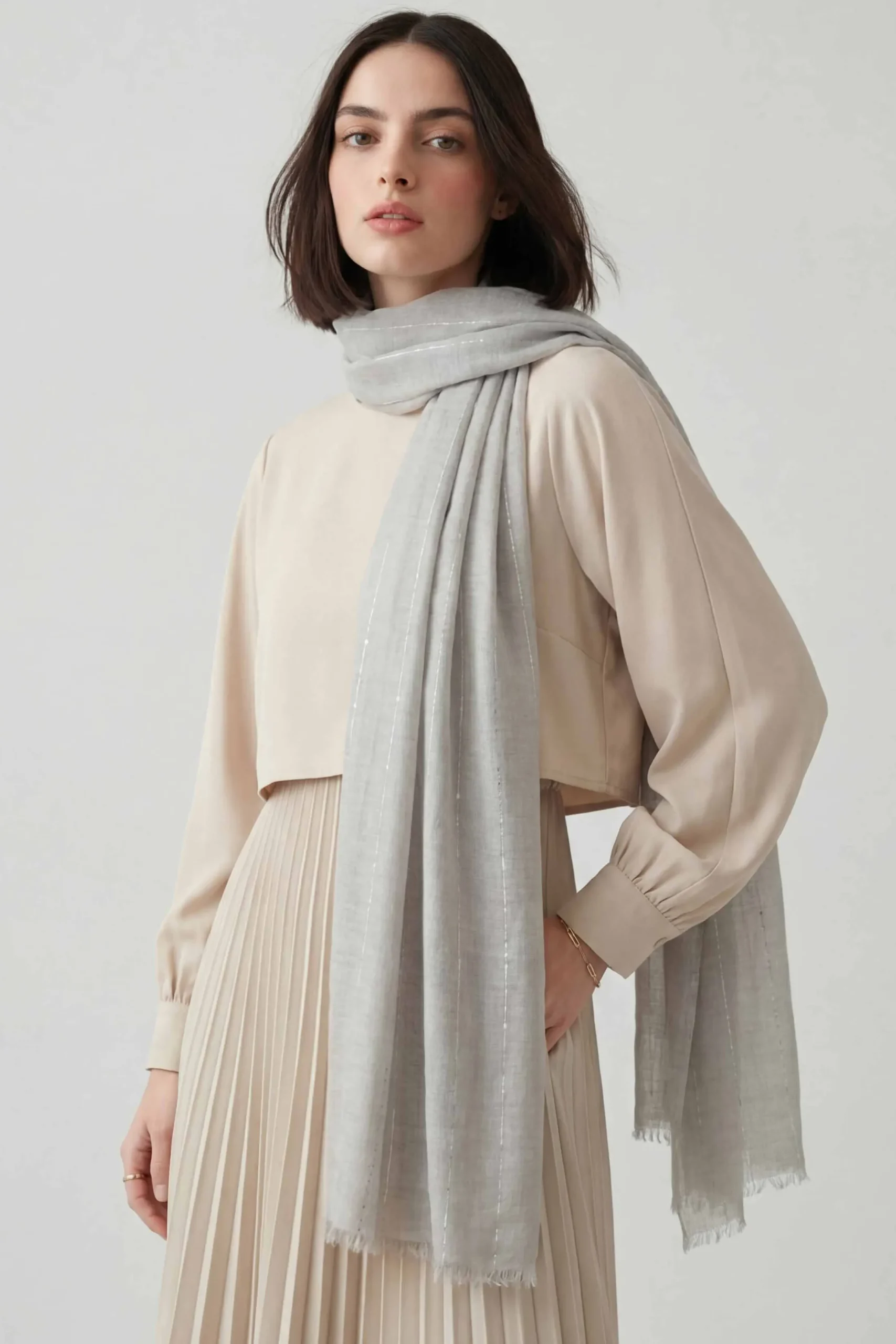 Grey Women Scarf-443392111