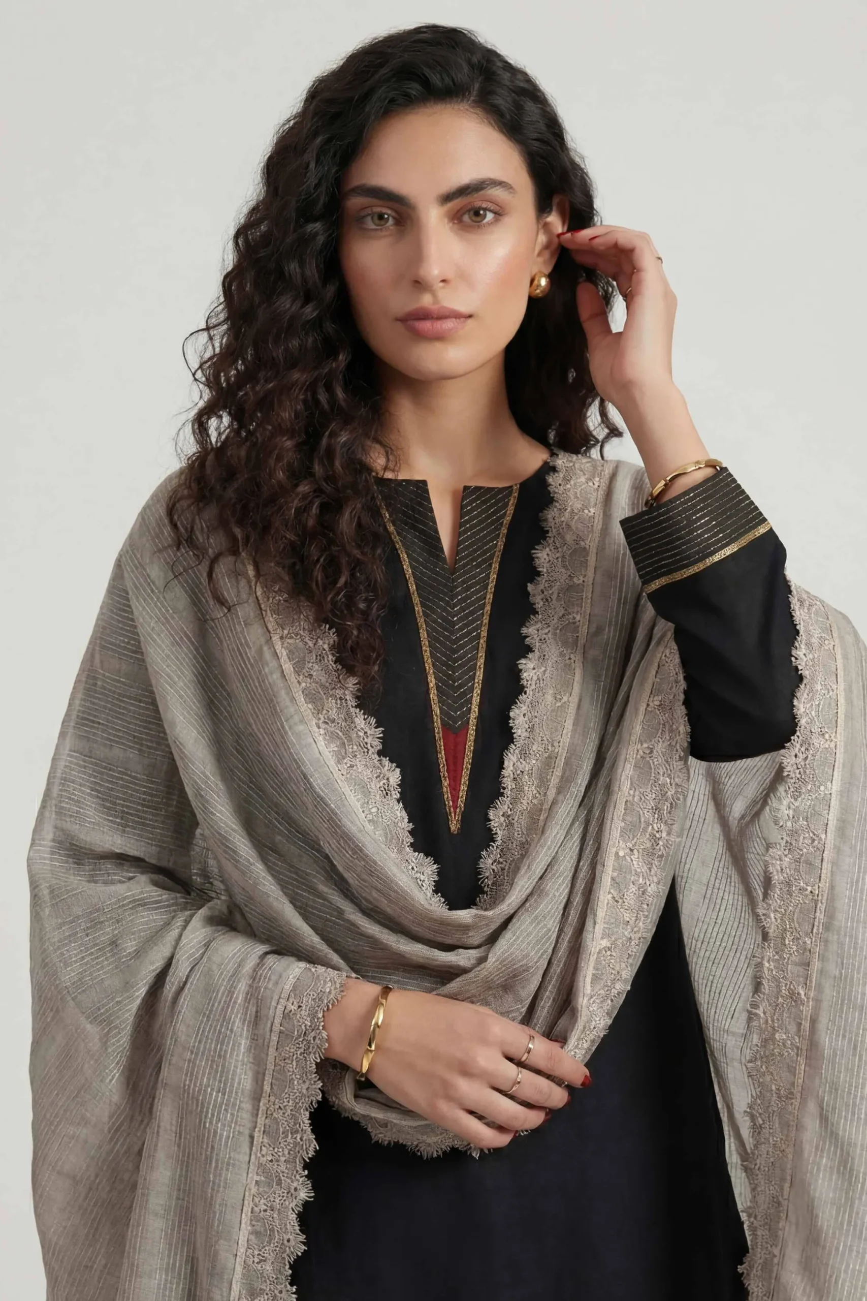 Grey Women Scarf-447892111