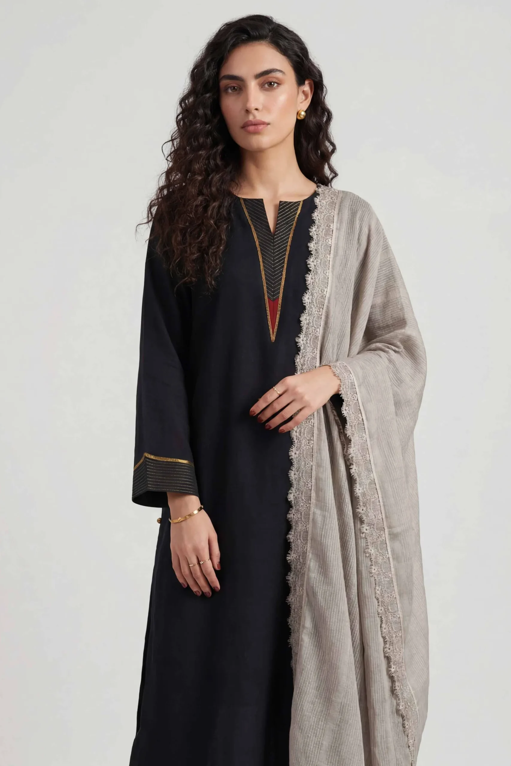 Grey Women Scarf-447892111