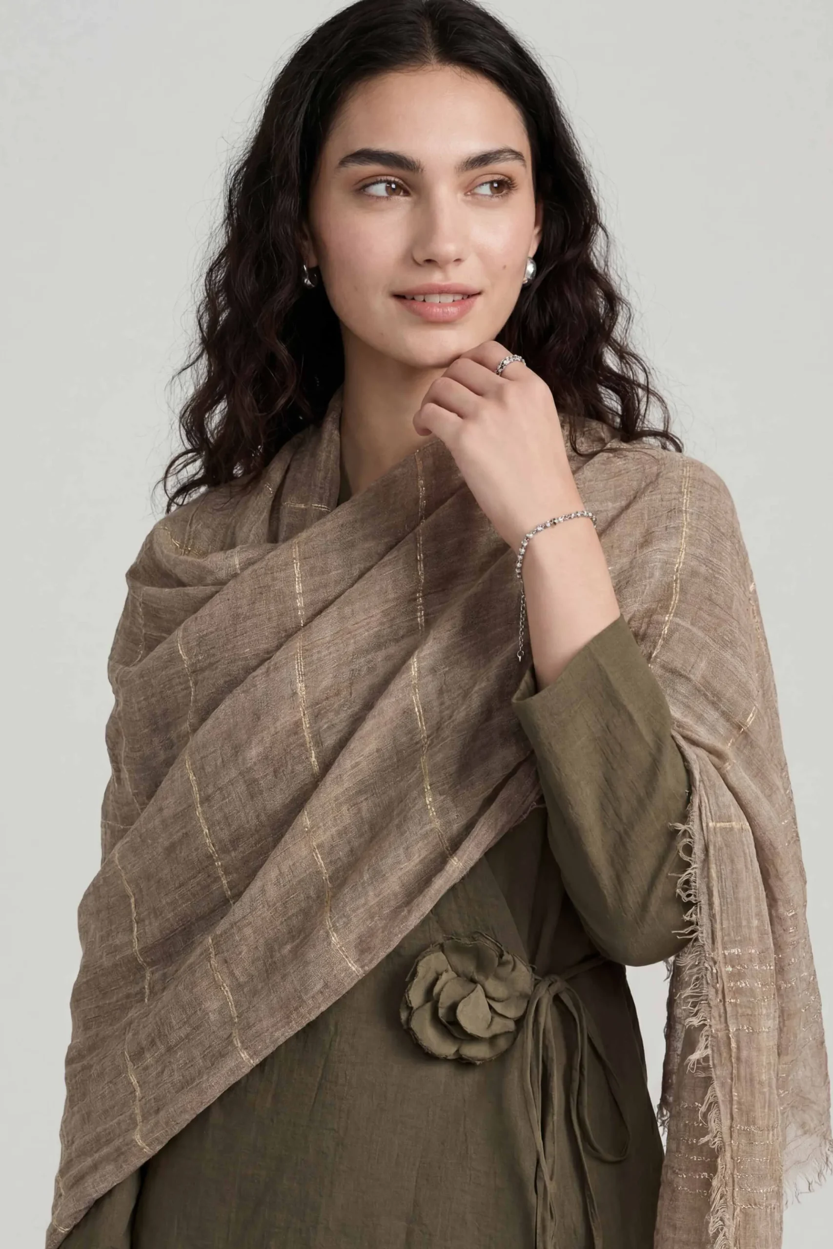 Khaki Women Scarf-447772130