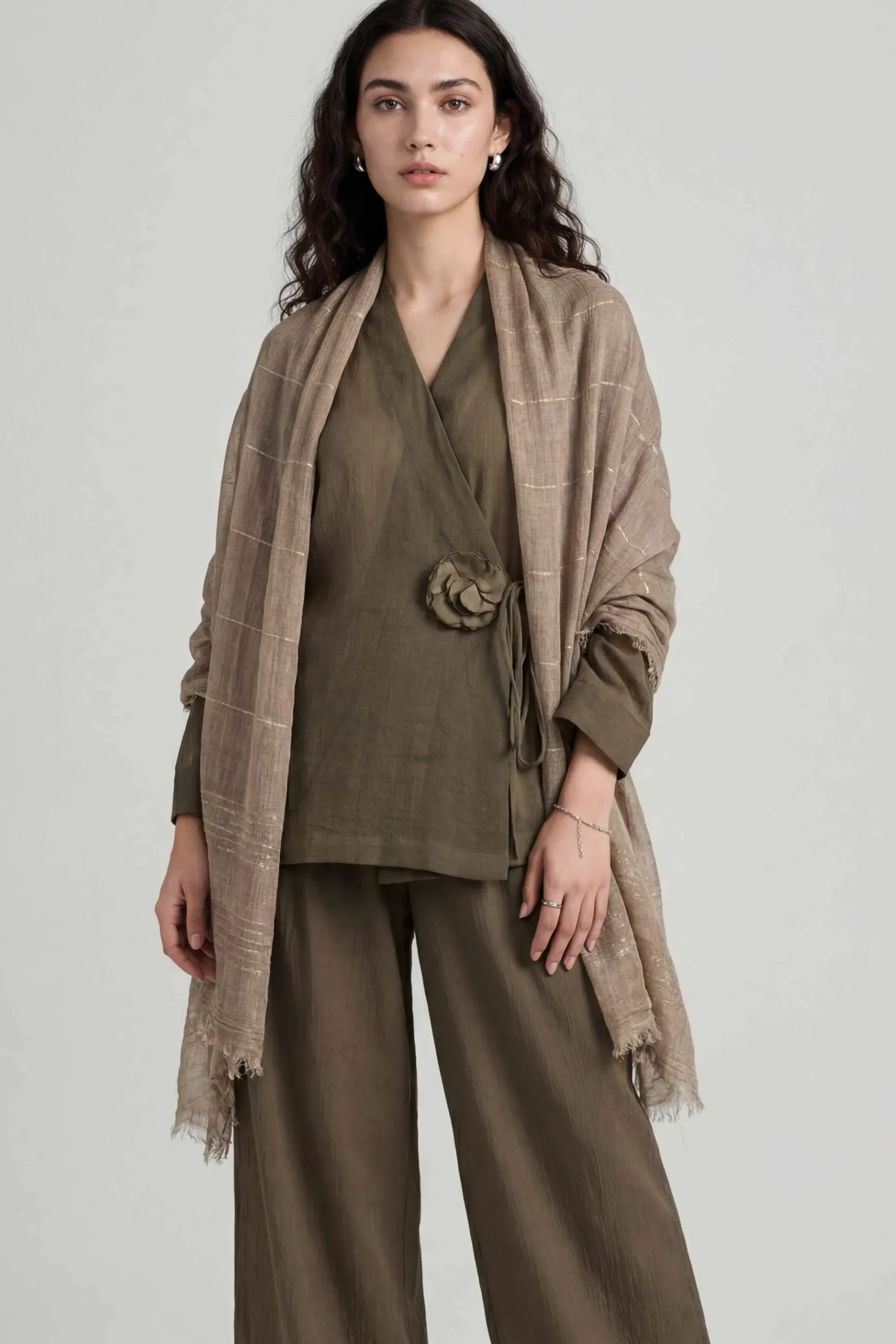 Khaki Women Scarf-447772130