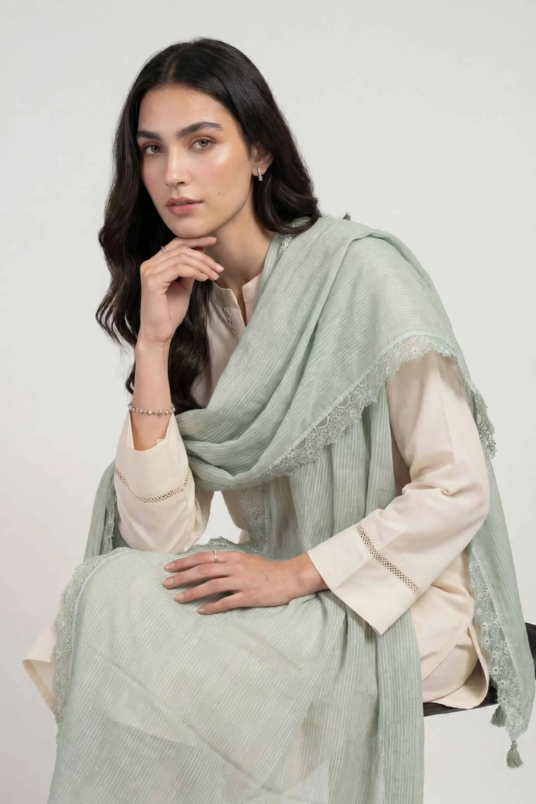 Light Green Women Scarf-447892104