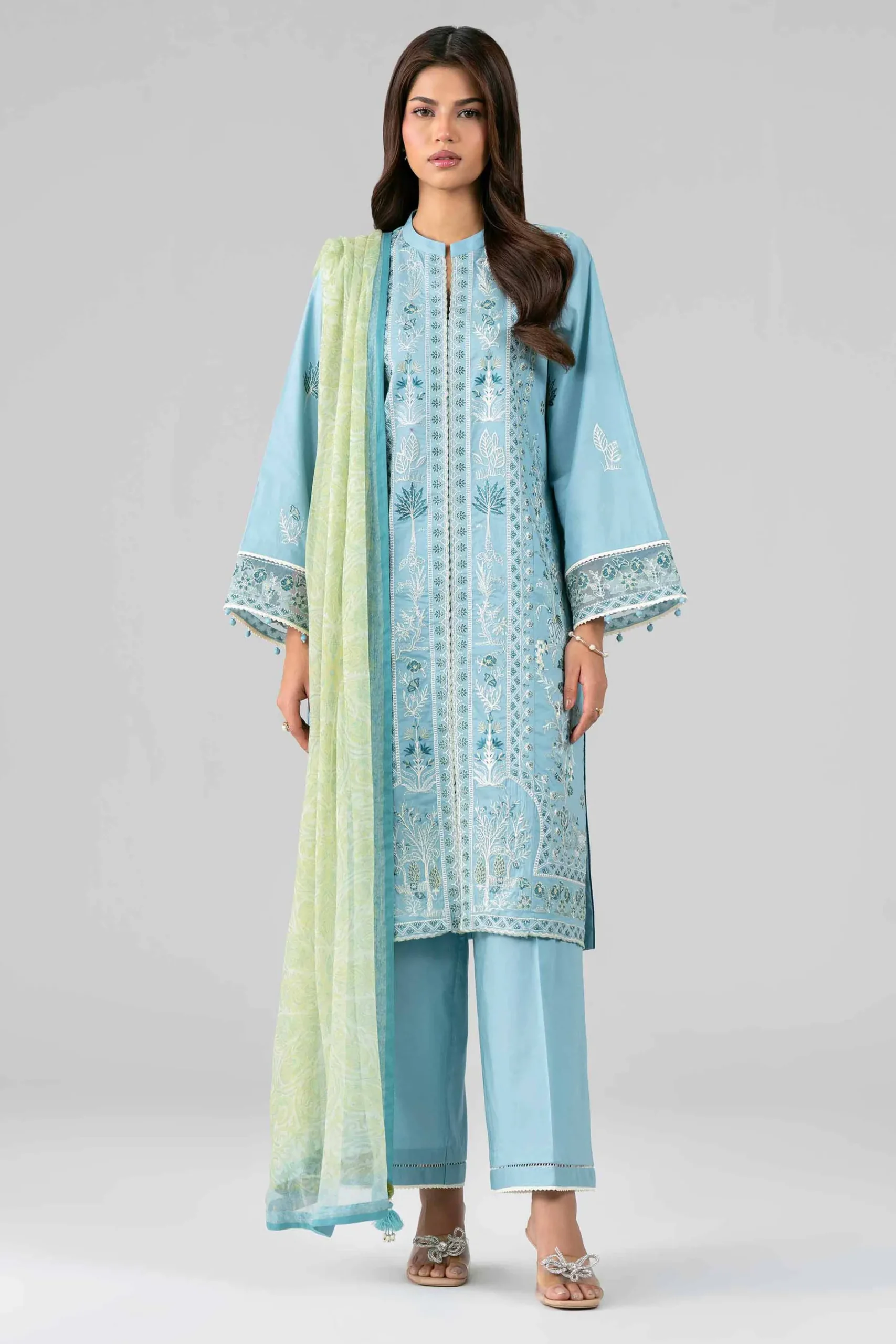 3 Piece - Digital Printed Embroidered Suit - 42601776
