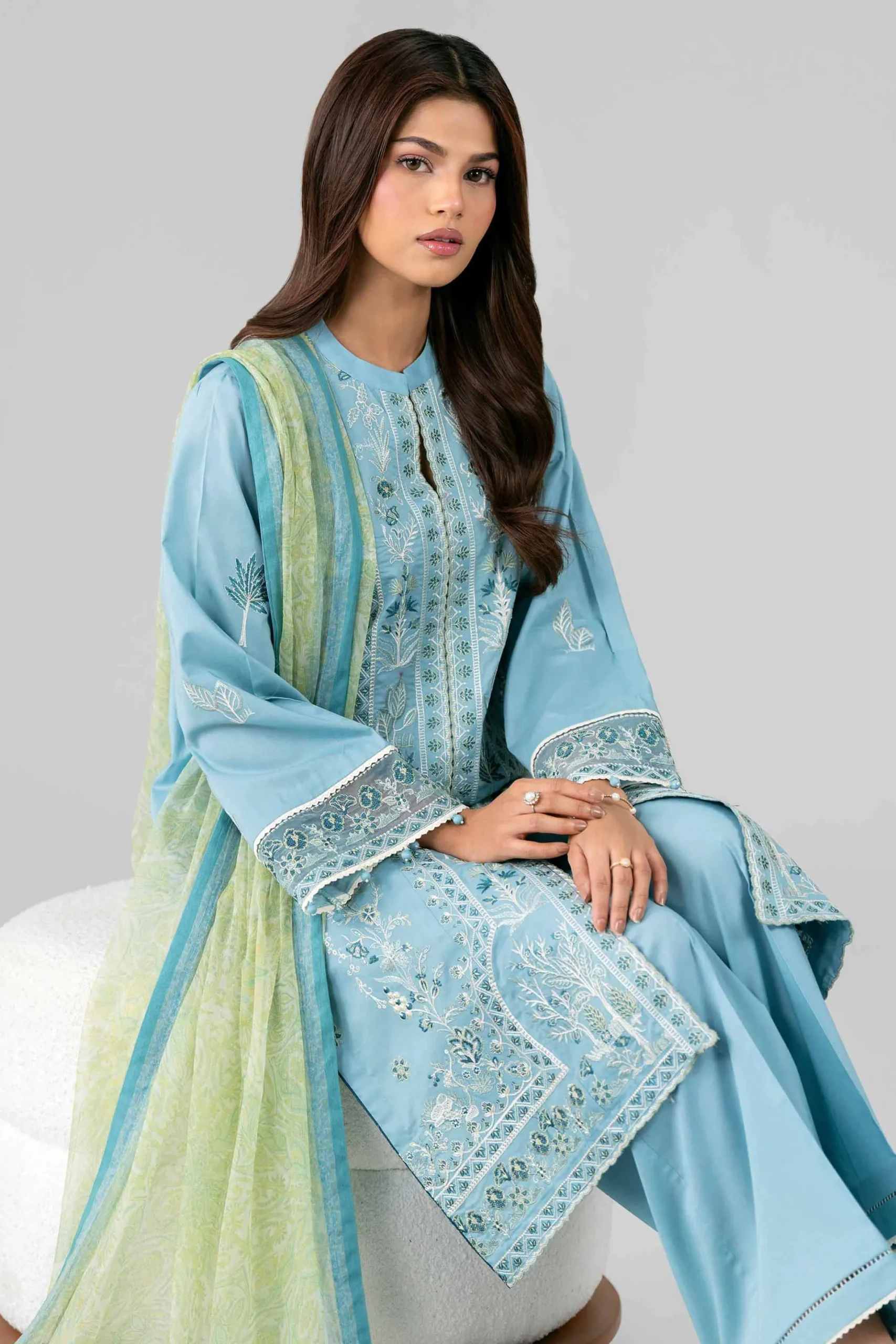 3 Piece - Digital Printed Embroidered Suit - 42601776