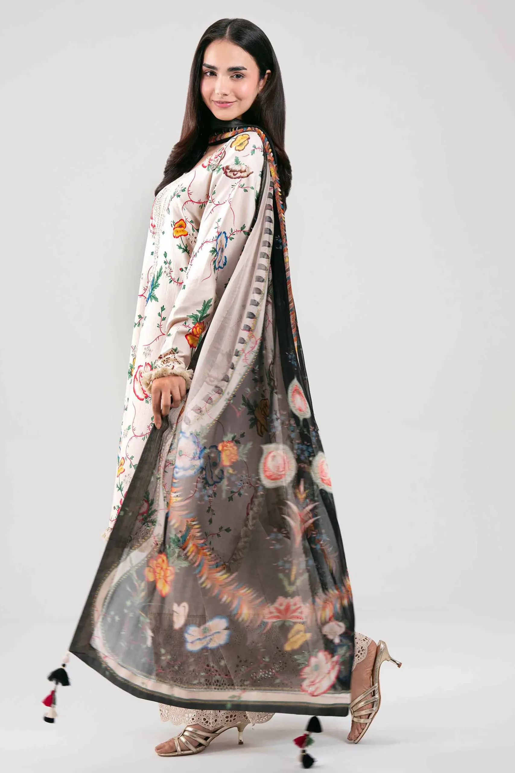 3 Piece - Digital Printed Embroidered Suit - 42601333