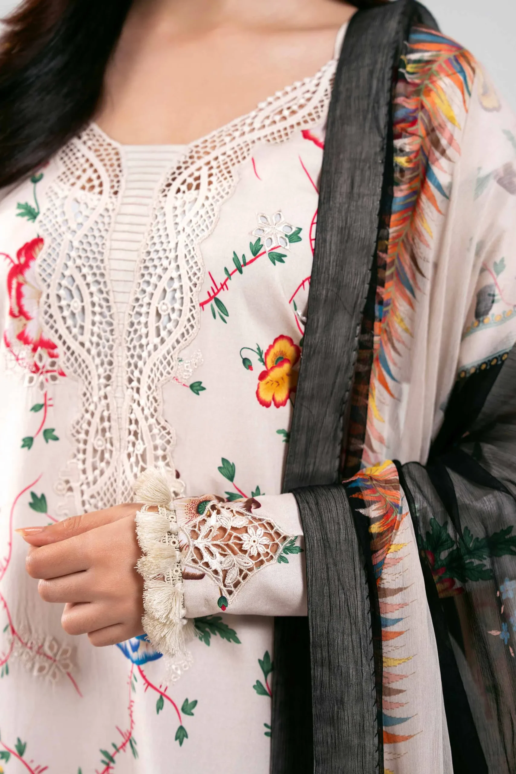 3 Piece - Digital Printed Embroidered Suit - 42601333