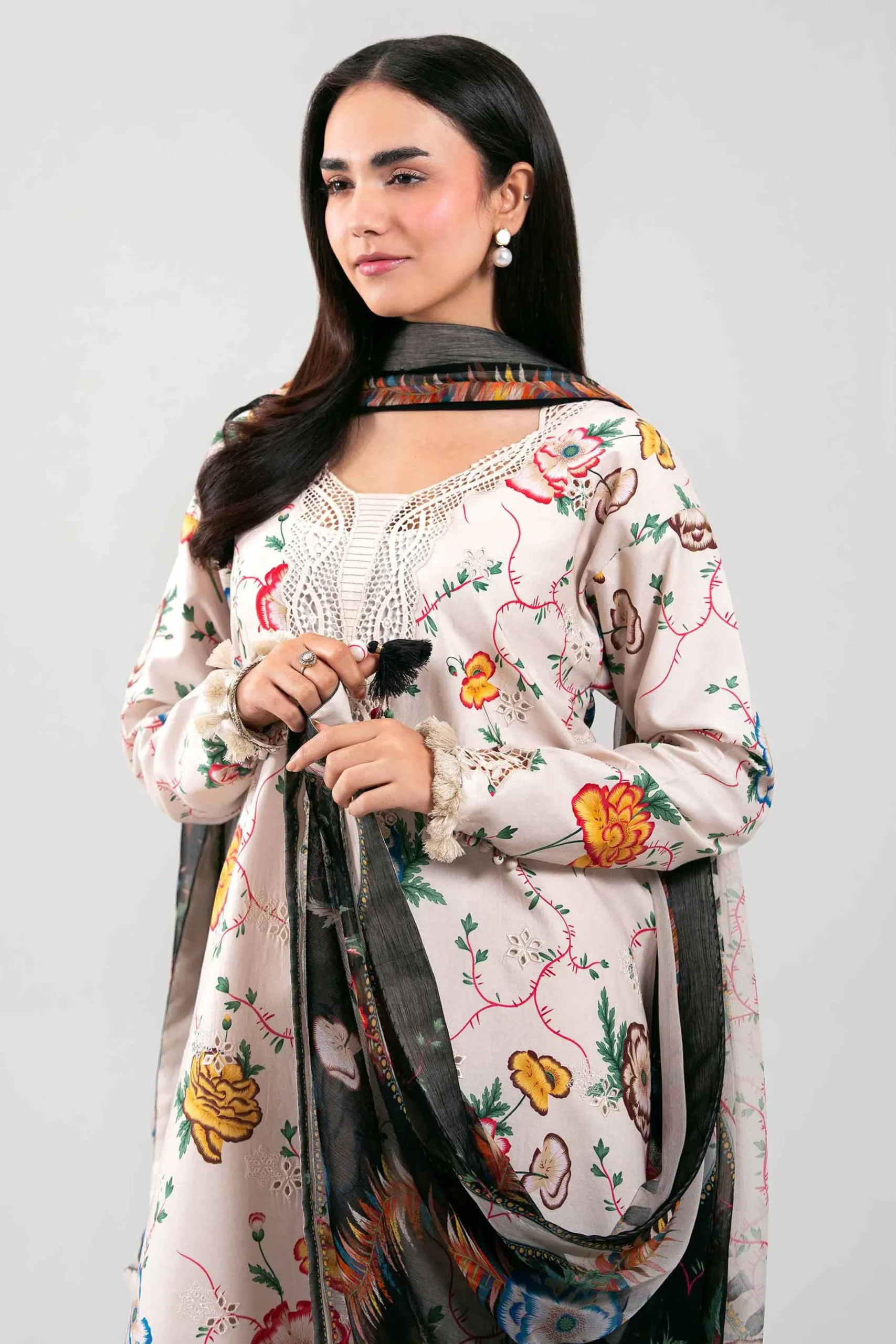 3 Piece - Digital Printed Embroidered Suit - 42601333