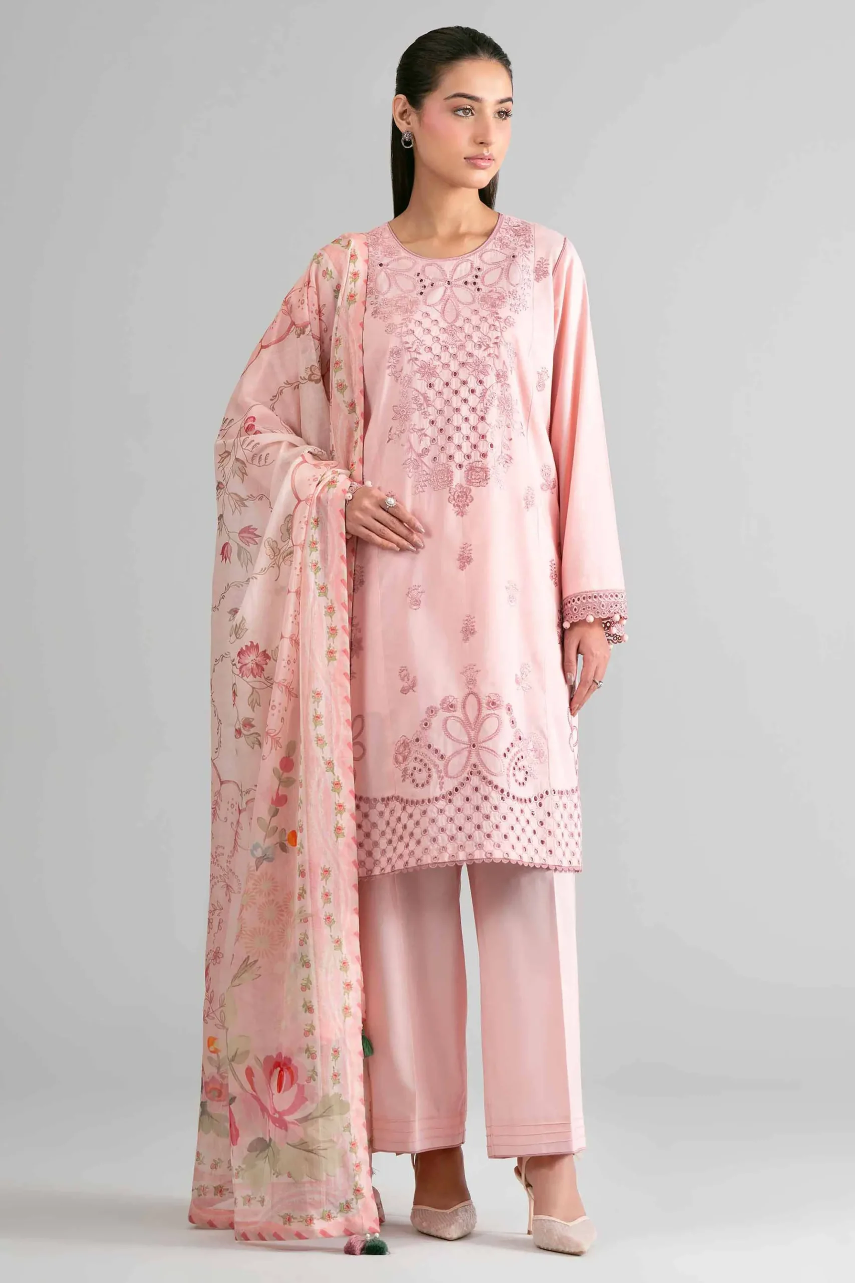 3 Piece - Digital Printed Embroidered Suit - 42601704