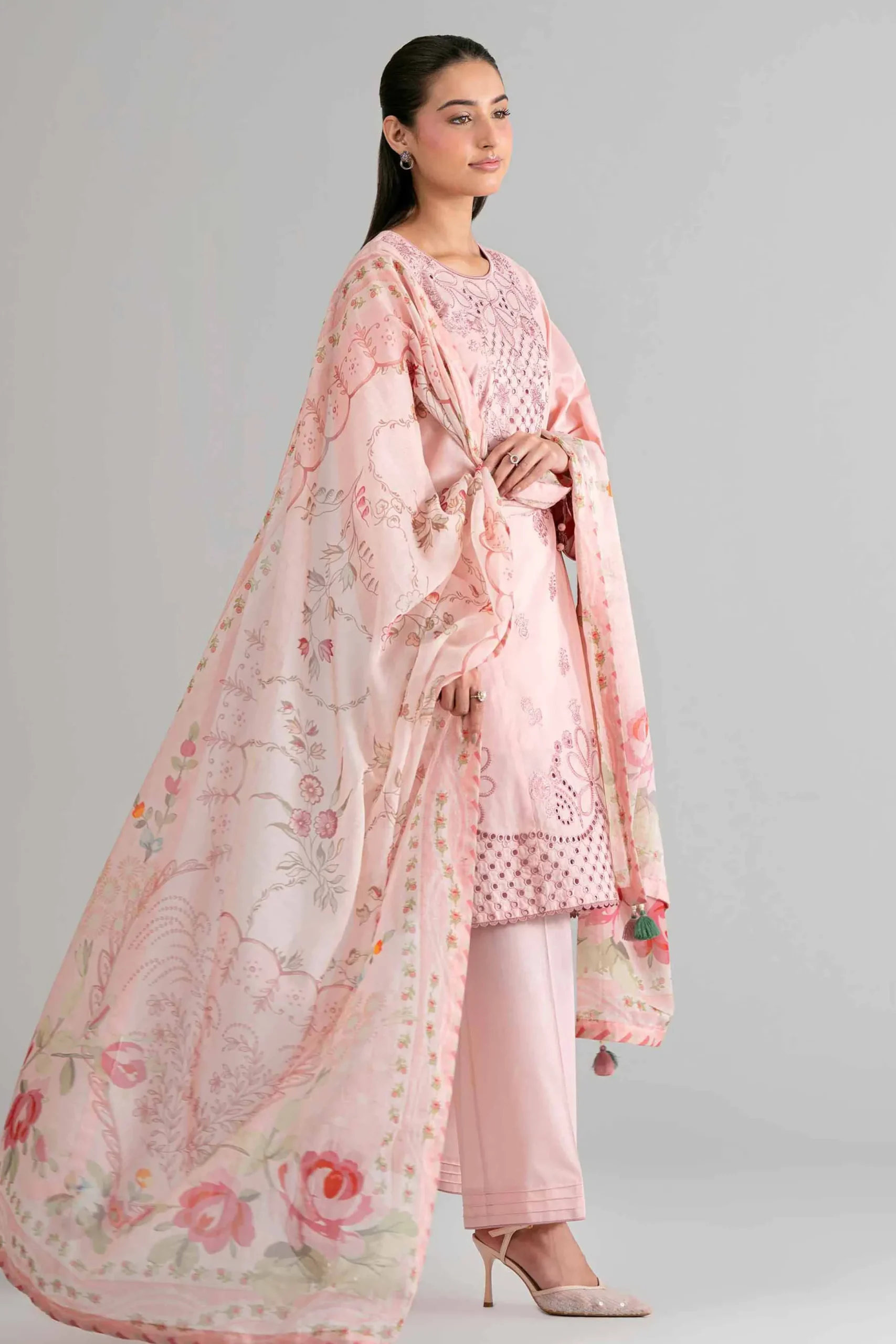 3 Piece - Digital Printed Embroidered Suit - 42601704