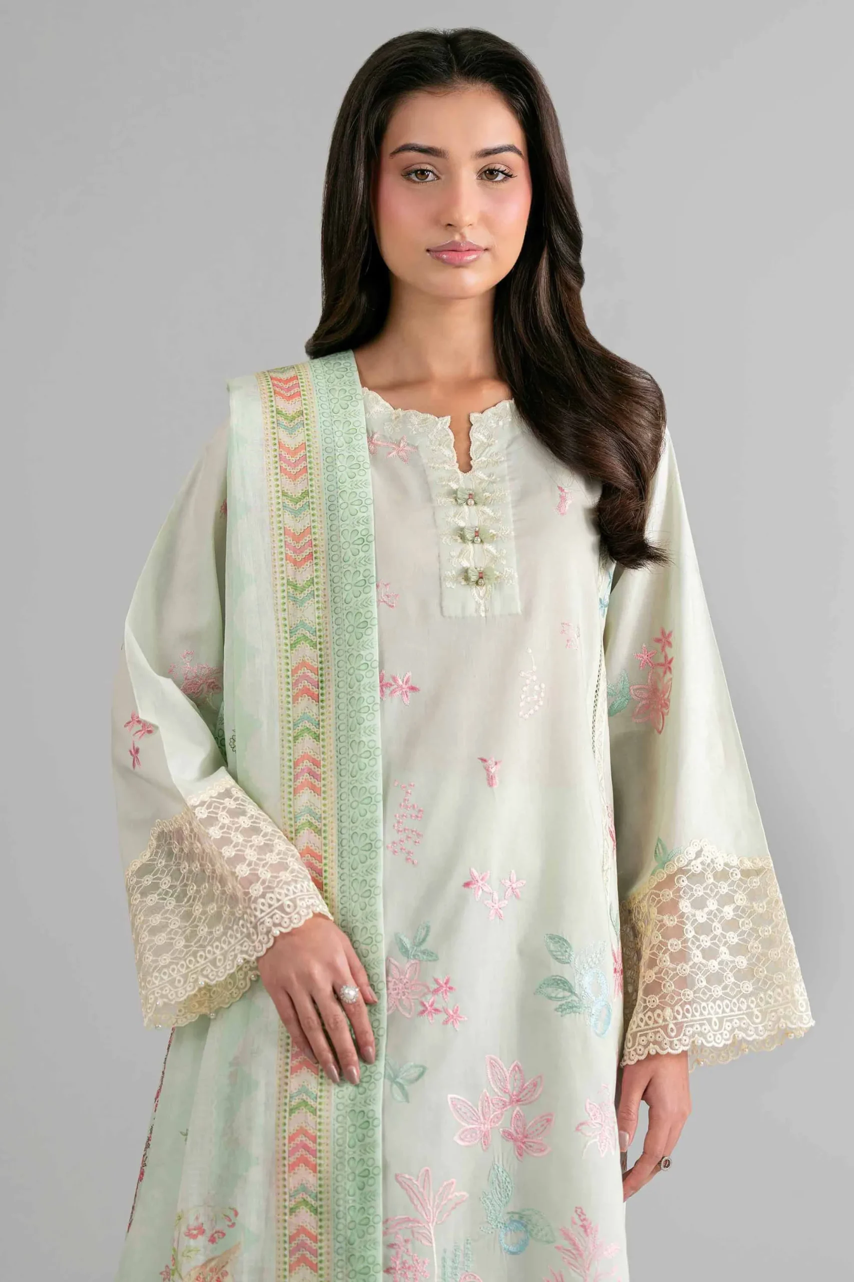 3 Piece - Digital Printed Embroidered Suit - 42601709