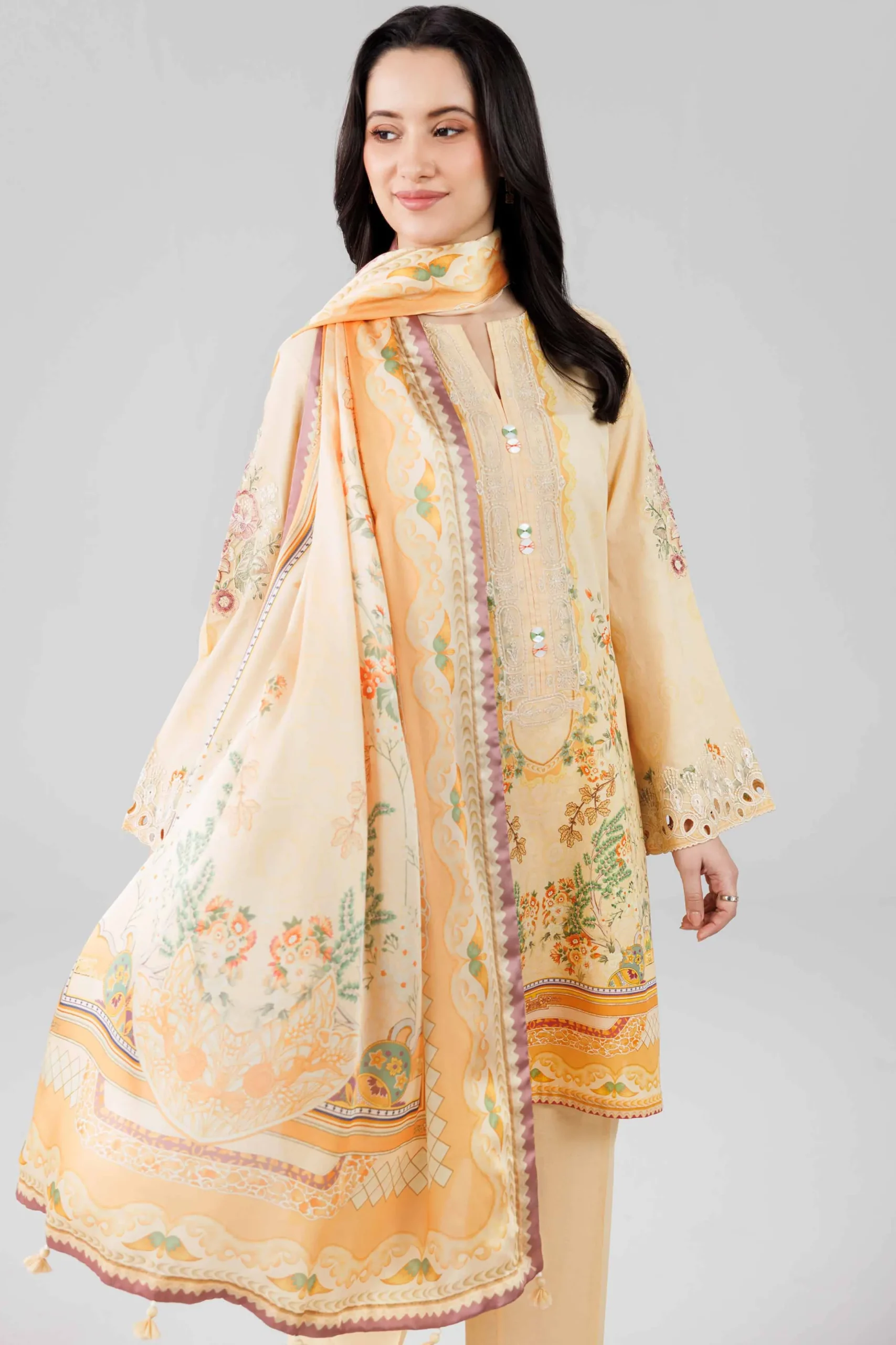 3 Piece - Digital Printed Embroidered Suit - 42601798
