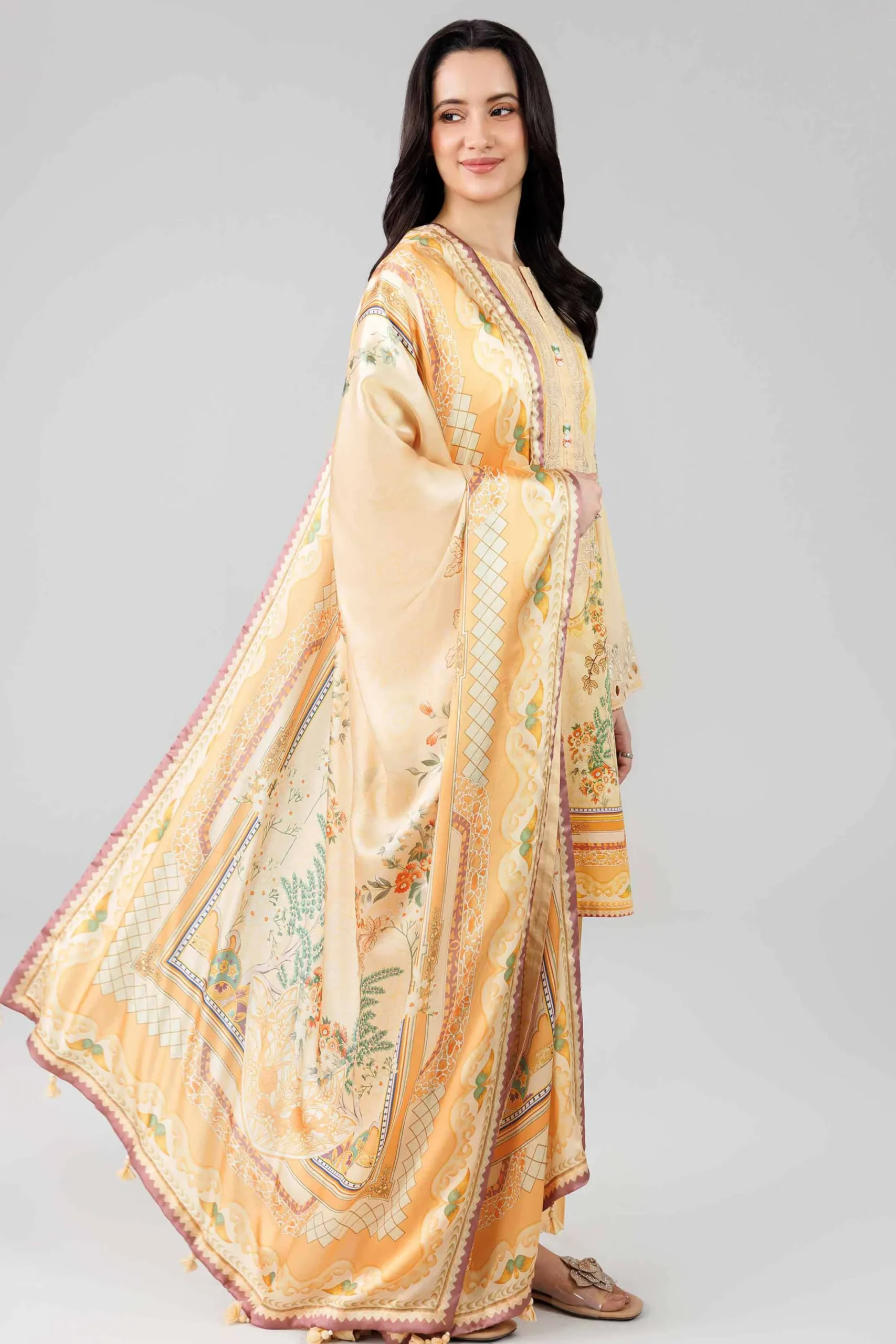 3 Piece - Digital Printed Embroidered Suit - 42601798