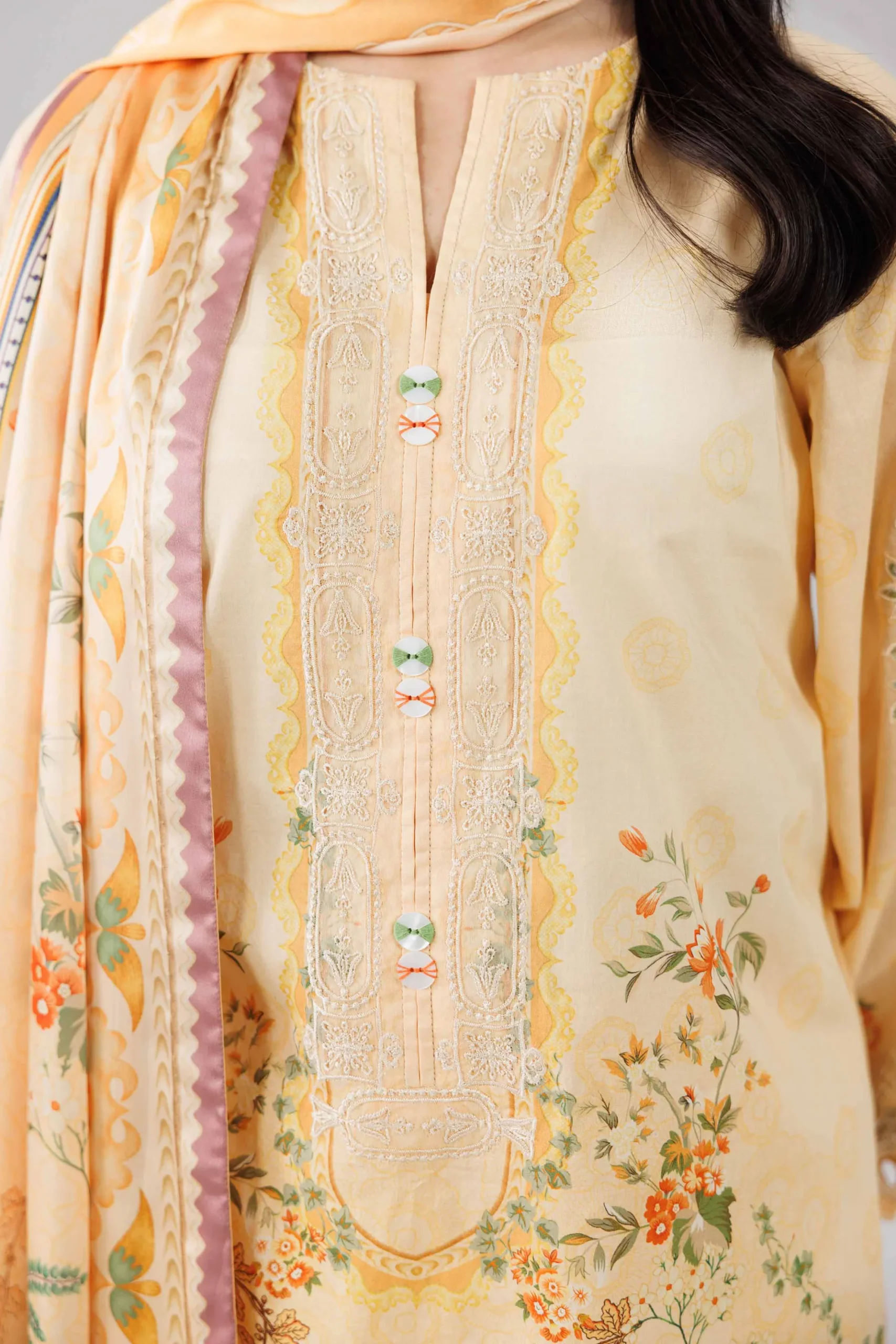 3 Piece - Digital Printed Embroidered Suit - 42601798