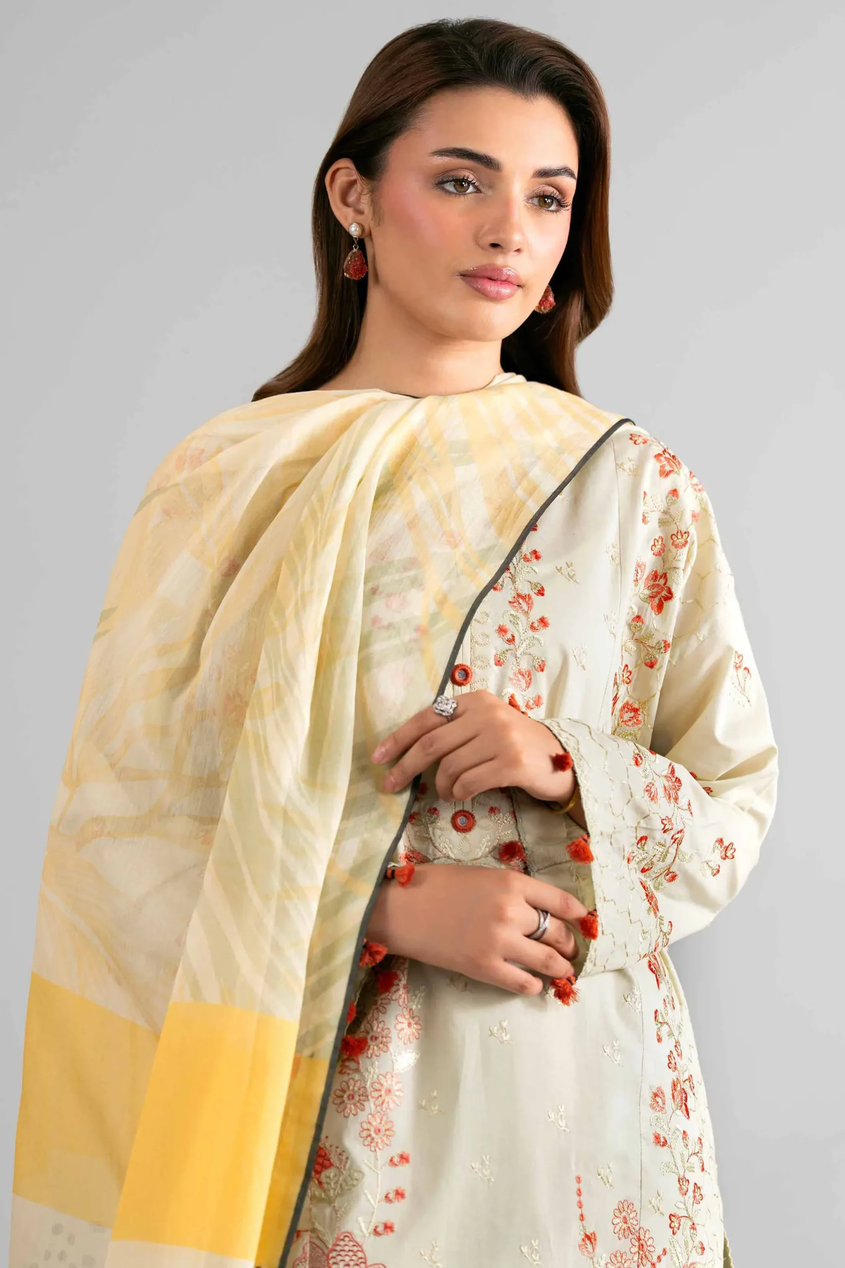 3 Piece - Digital Printed Embroidered Suit - 42601708