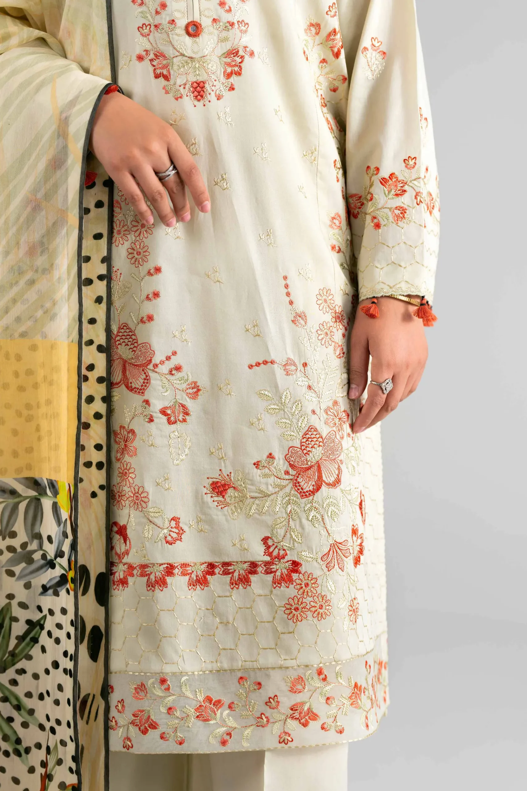 3 Piece - Digital Printed Embroidered Suit - 42601708