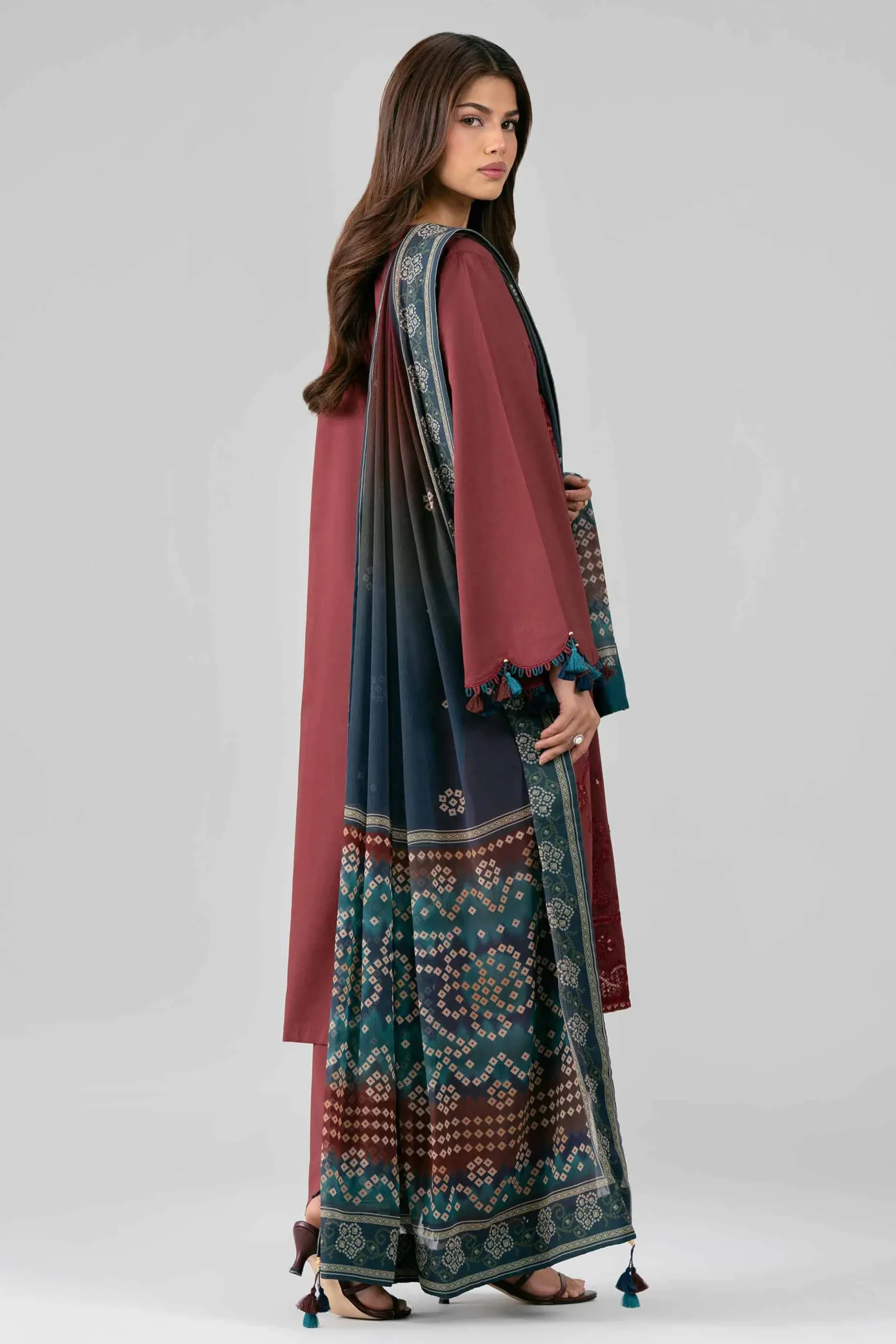 3 Piece - Digital Printed Embroidered Suit - 42601828