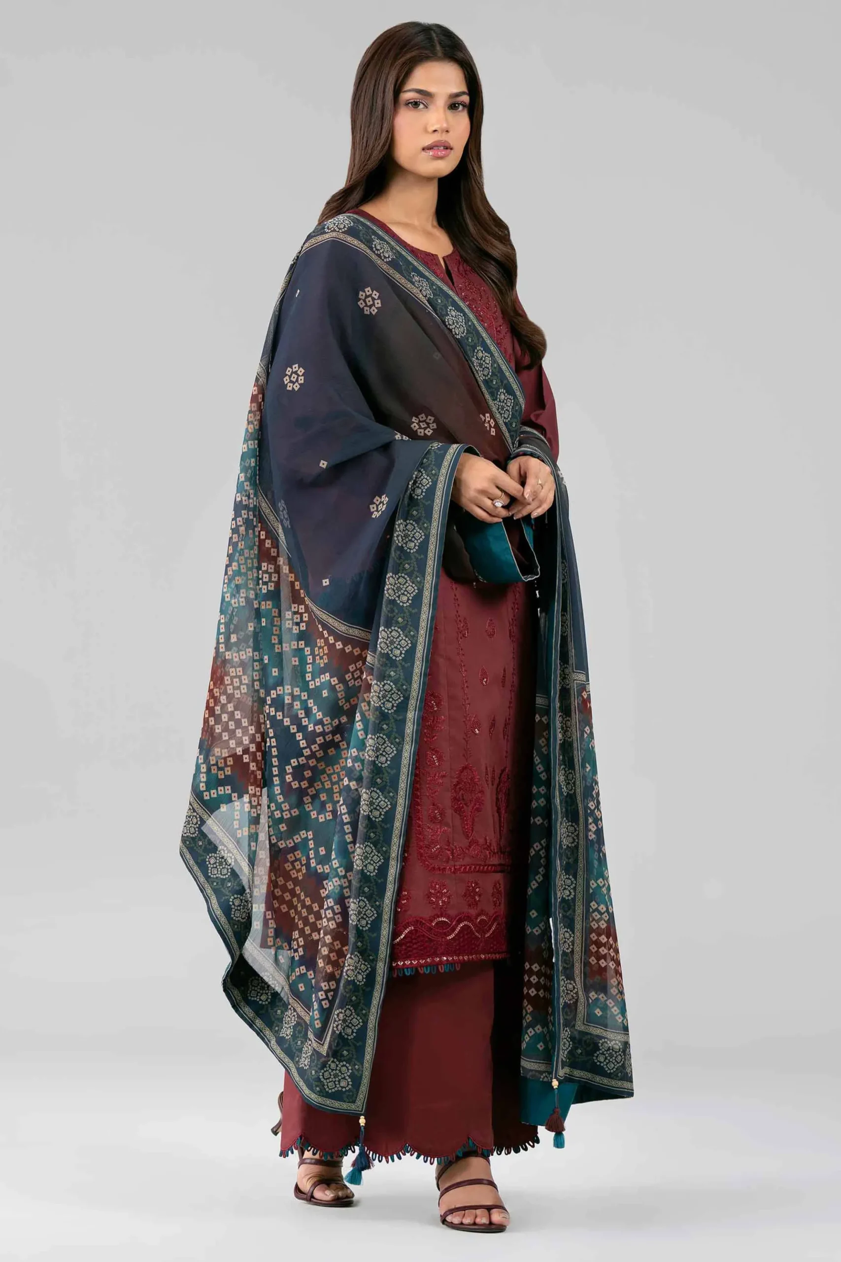 3 Piece - Digital Printed Embroidered Suit - 42601828