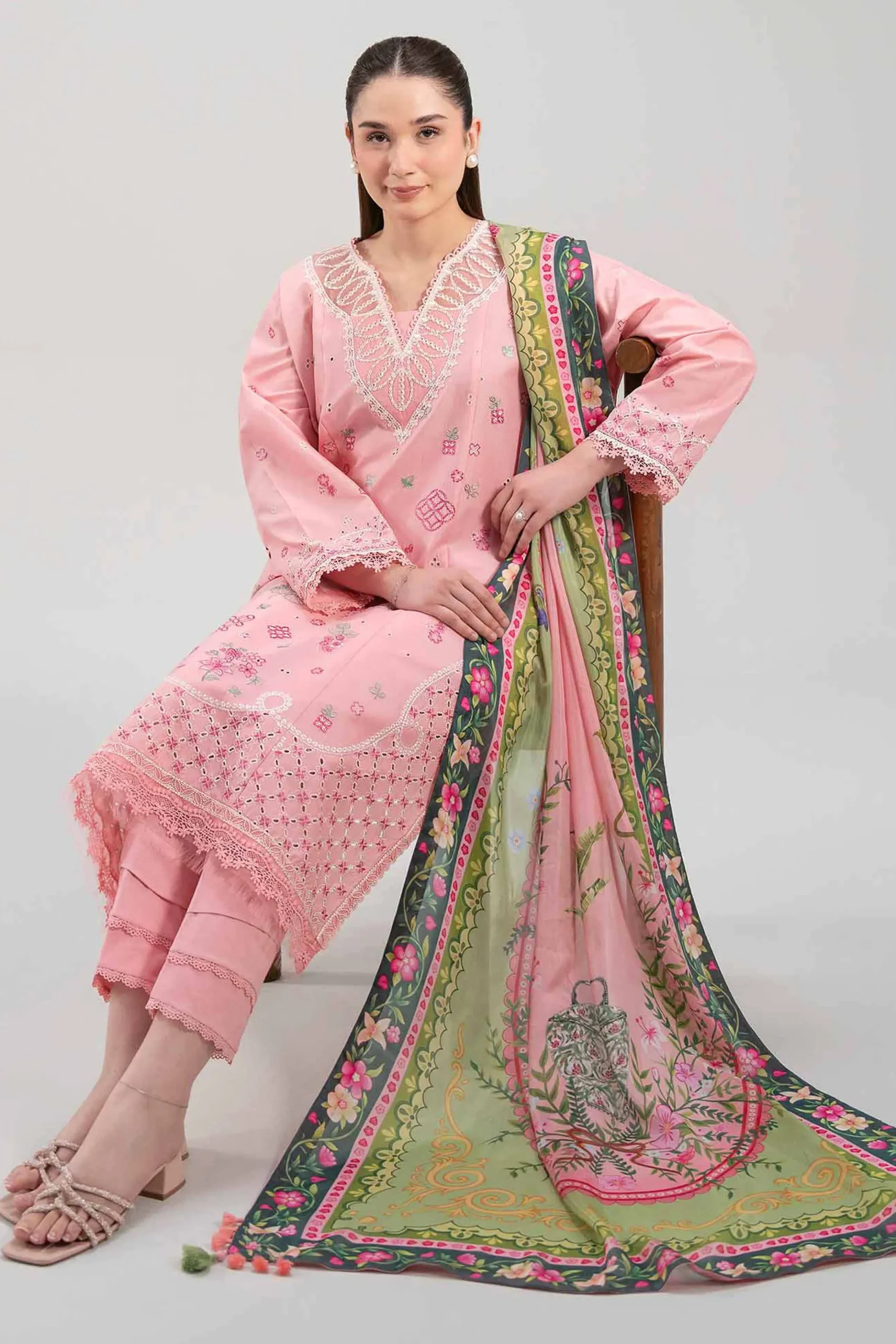 3 Piece - Digital Printed Embroidered Suit - 42601317