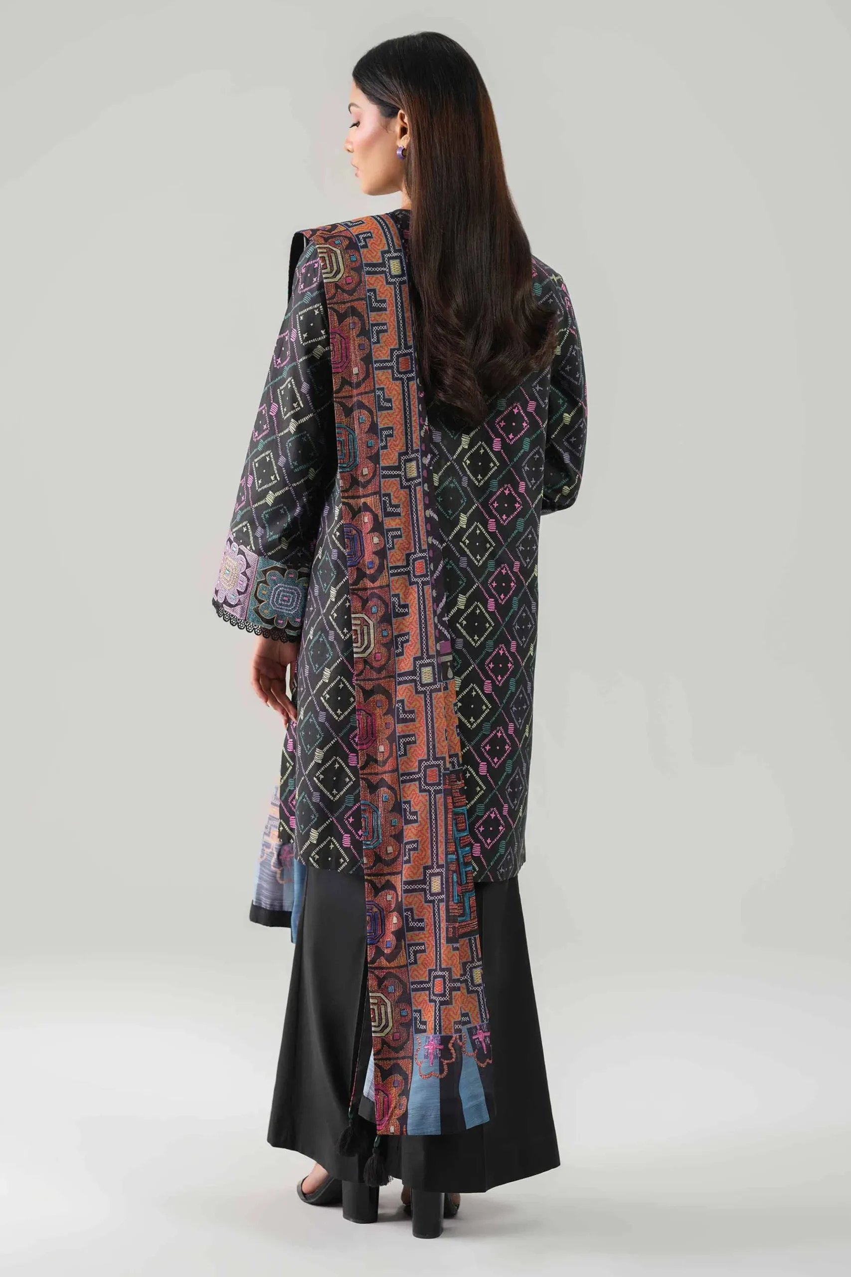 3 Piece - Digital Printed Embroidered Suit - 42502859