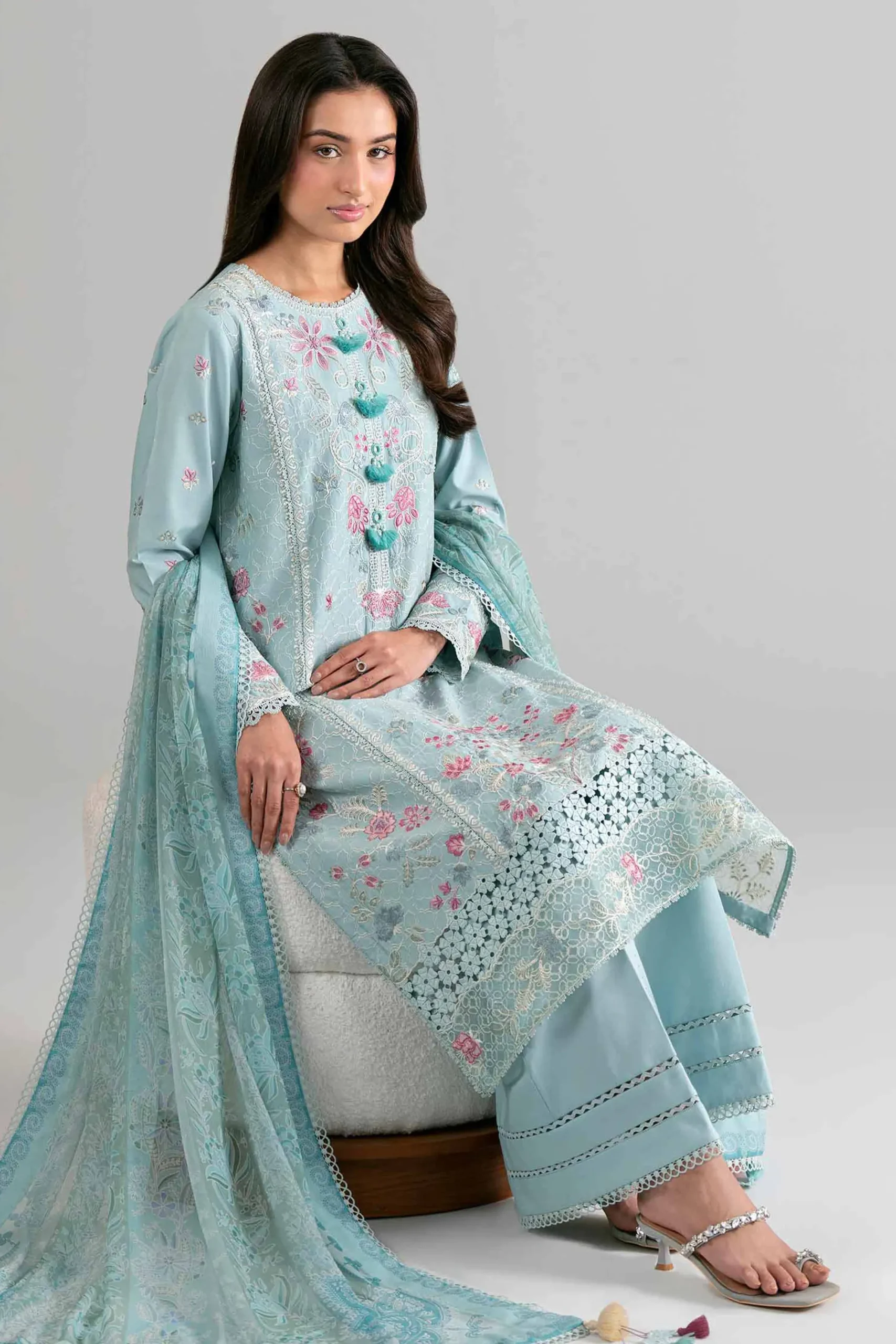 3 Piece - Digital Printed Embroidered Suit - 42601697