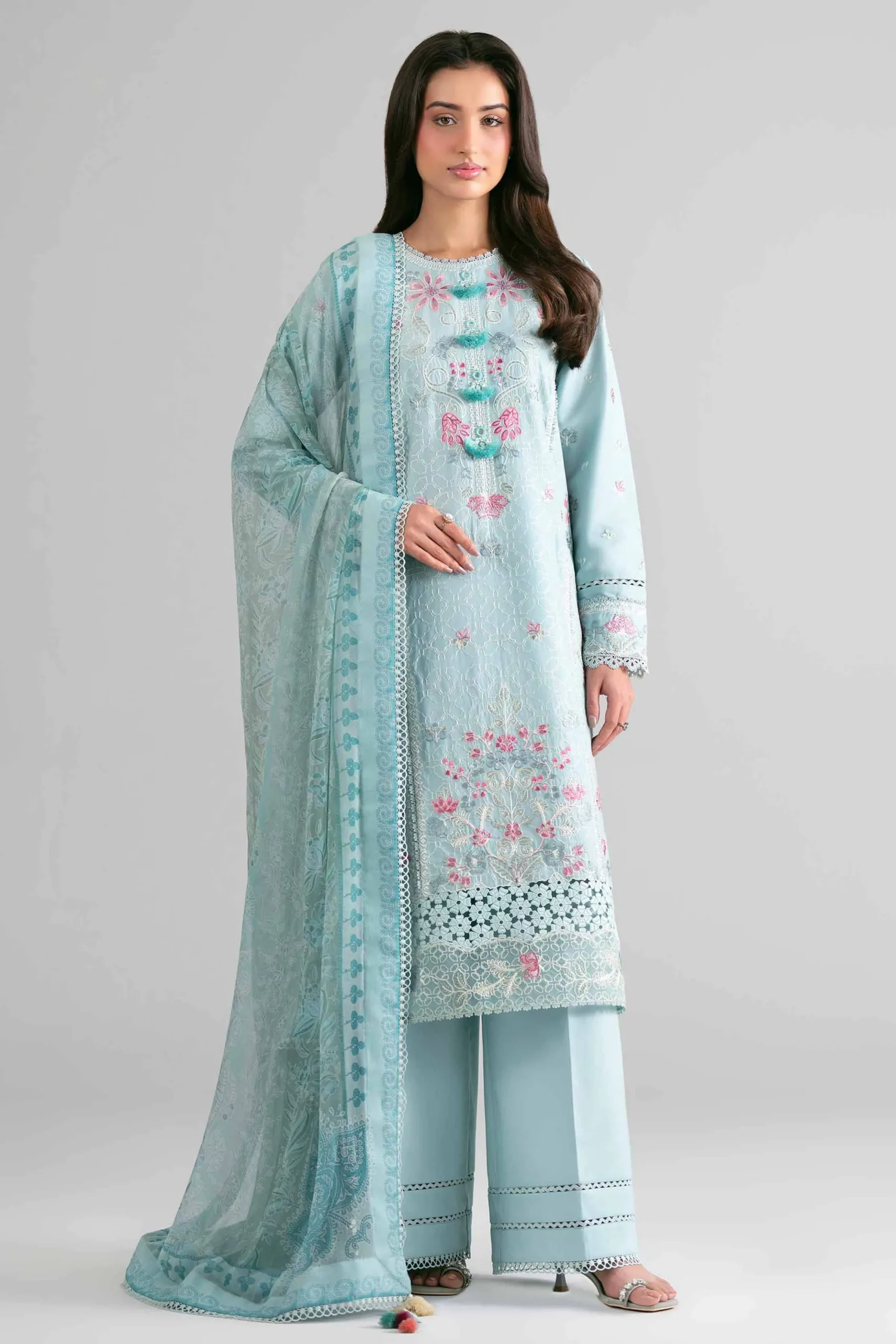 3 Piece - Digital Printed Embroidered Suit - 42601697