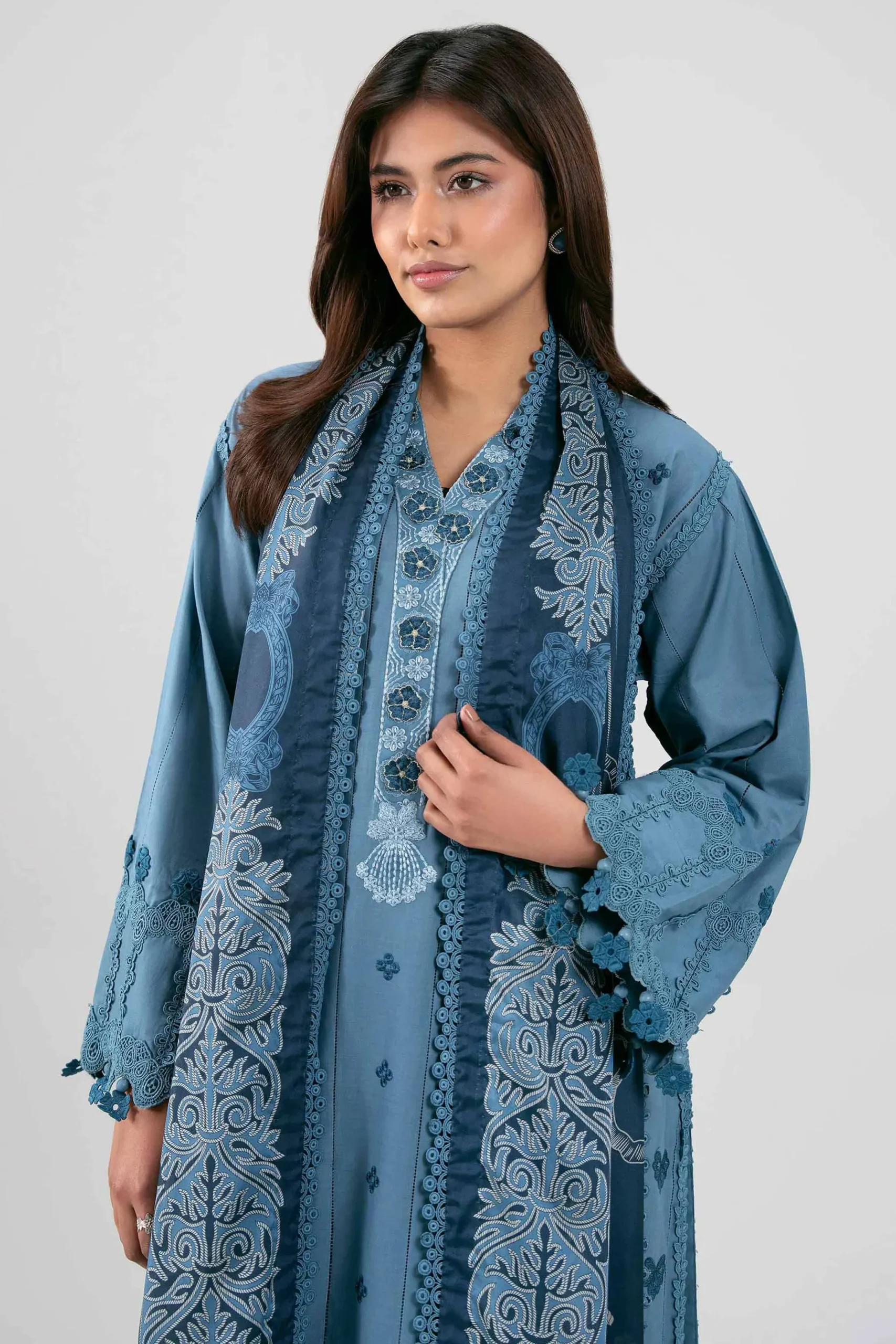 3 Piece - Digital Printed Embroidered Suit - 42601347