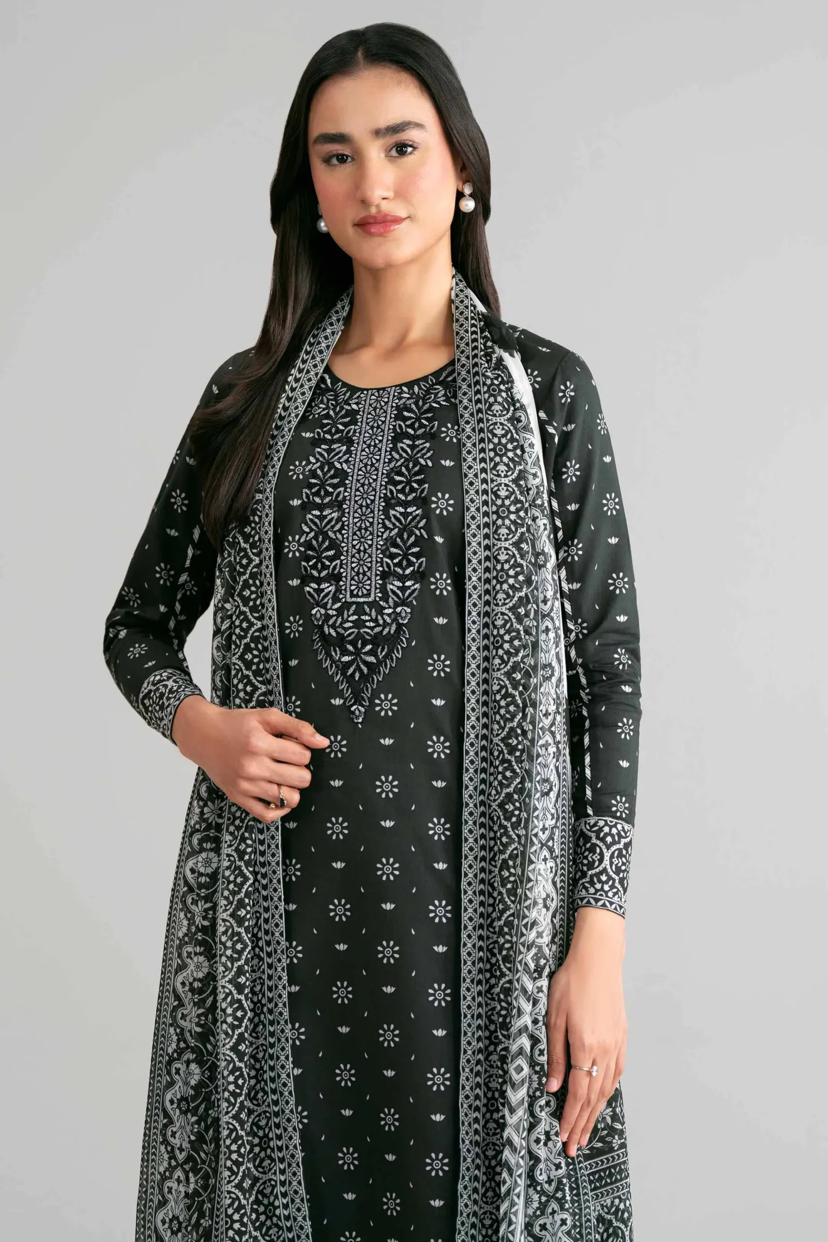 3 Piece - Digital Printed Embroidered Suit - 42601568