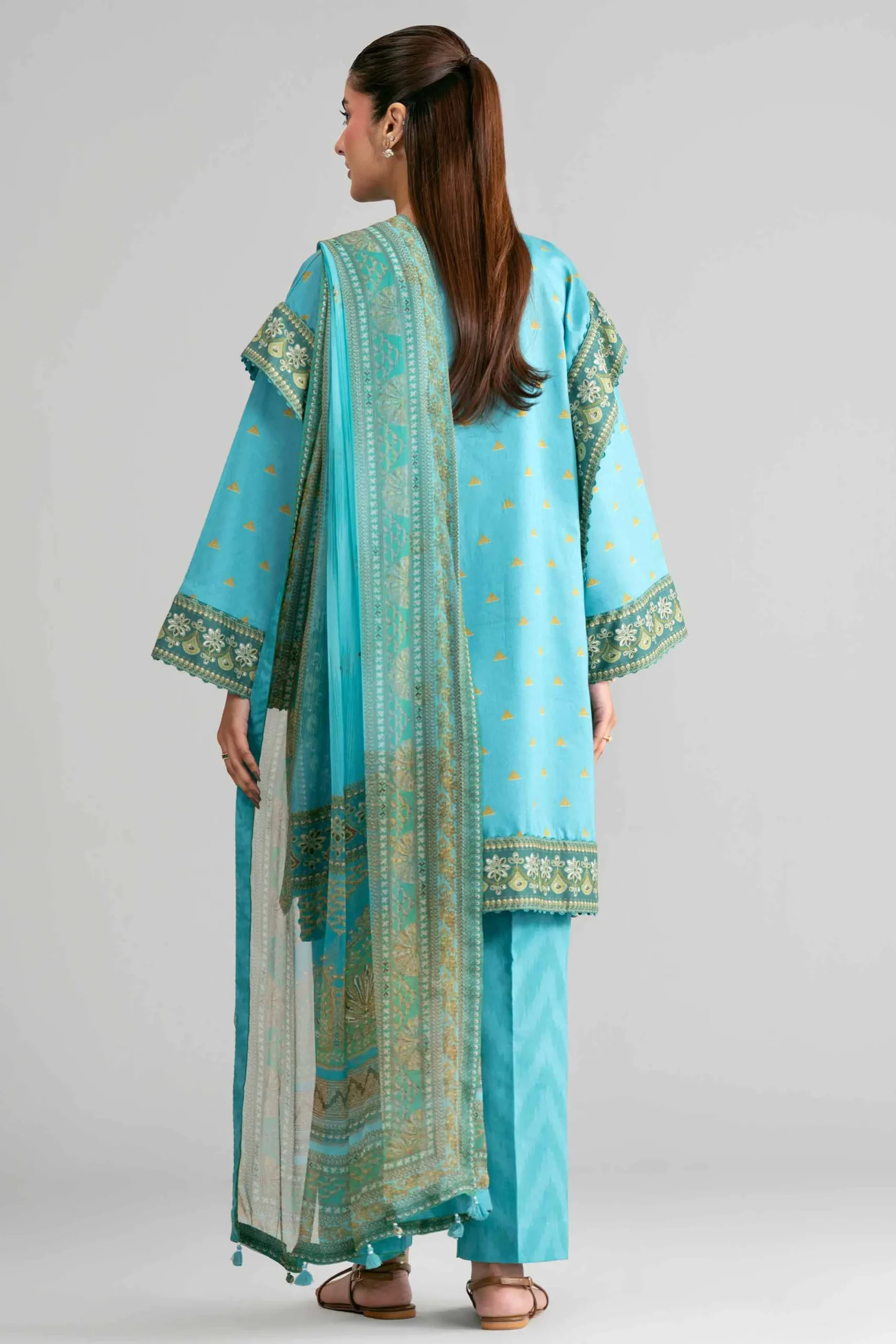 3 Piece - Digital Printed Embroidered Suit - 42601567