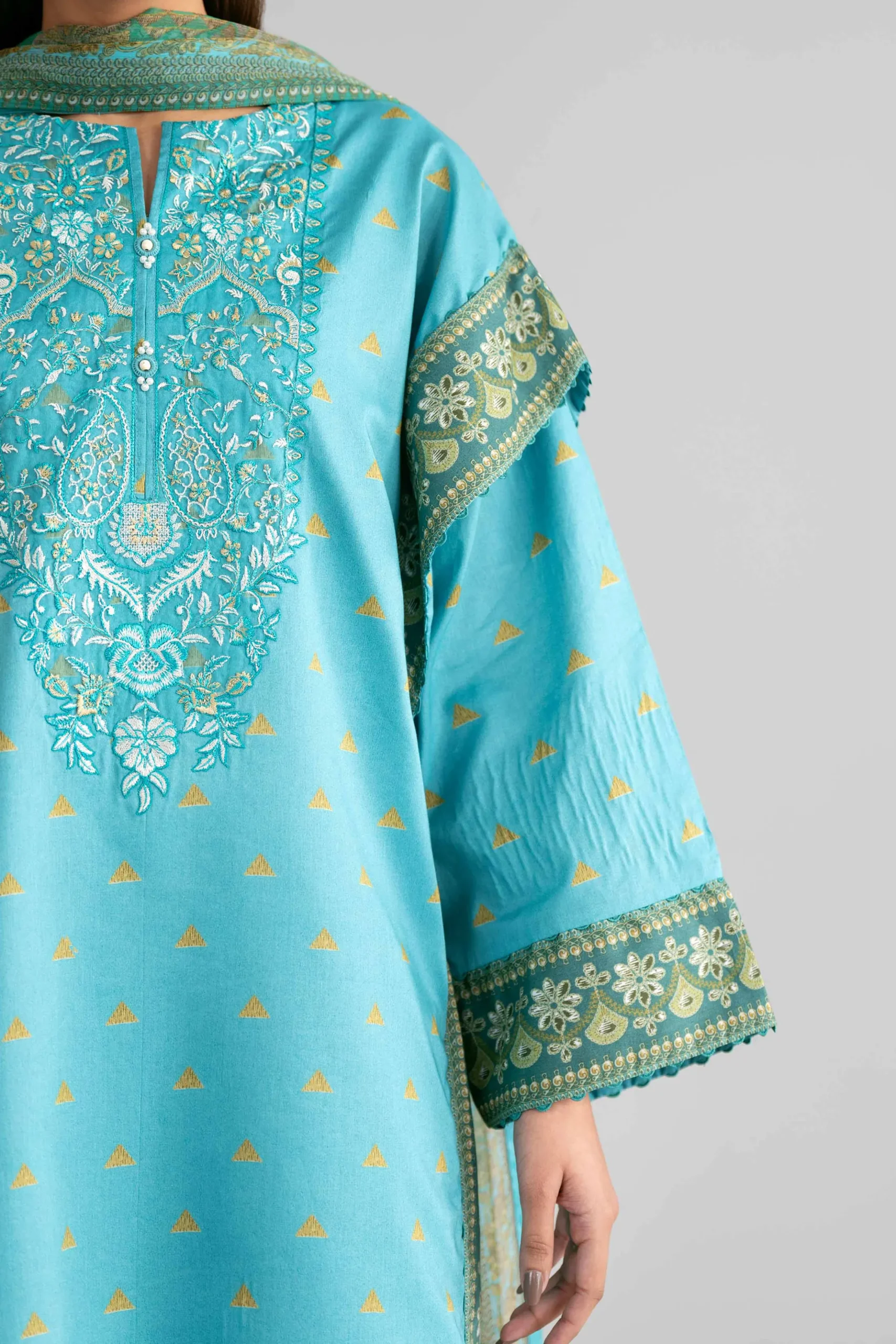 3 Piece - Digital Printed Embroidered Suit - 42601567