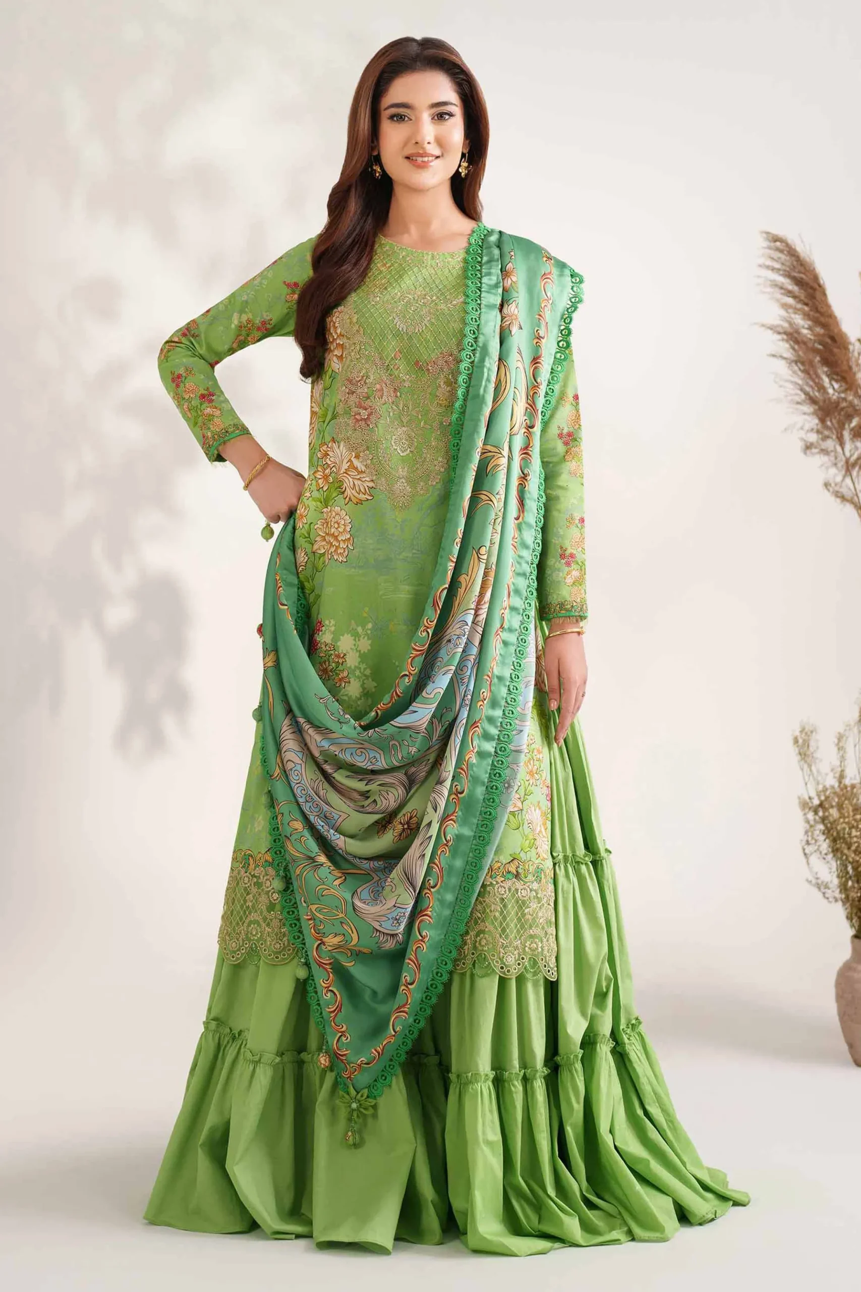 3 Piece - Digital Printed Embroidered Suit - 42502222