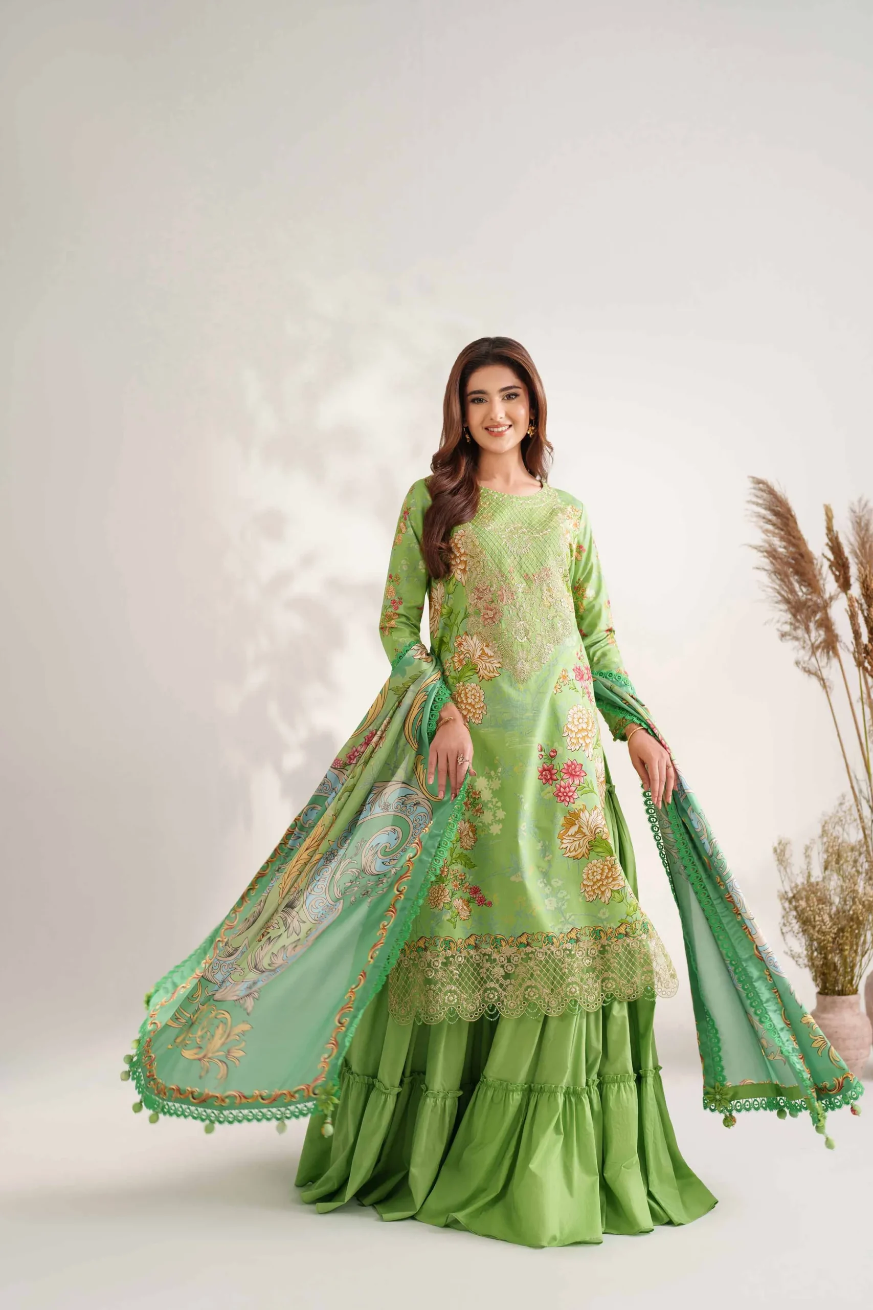 3 Piece - Digital Printed Embroidered Suit - 42502222
