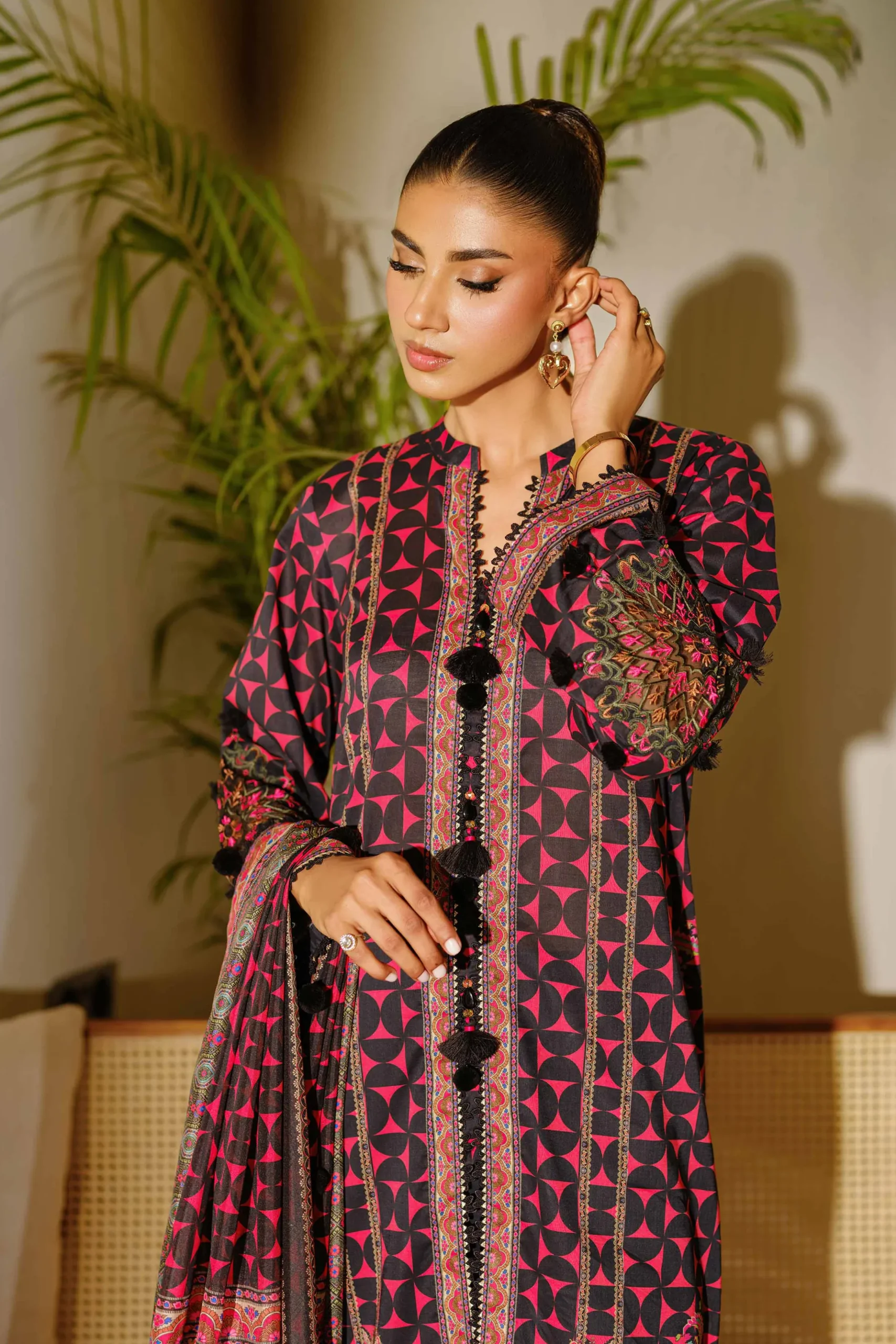 3 Piece - Digital Printed Embroidered Suit - 42502139