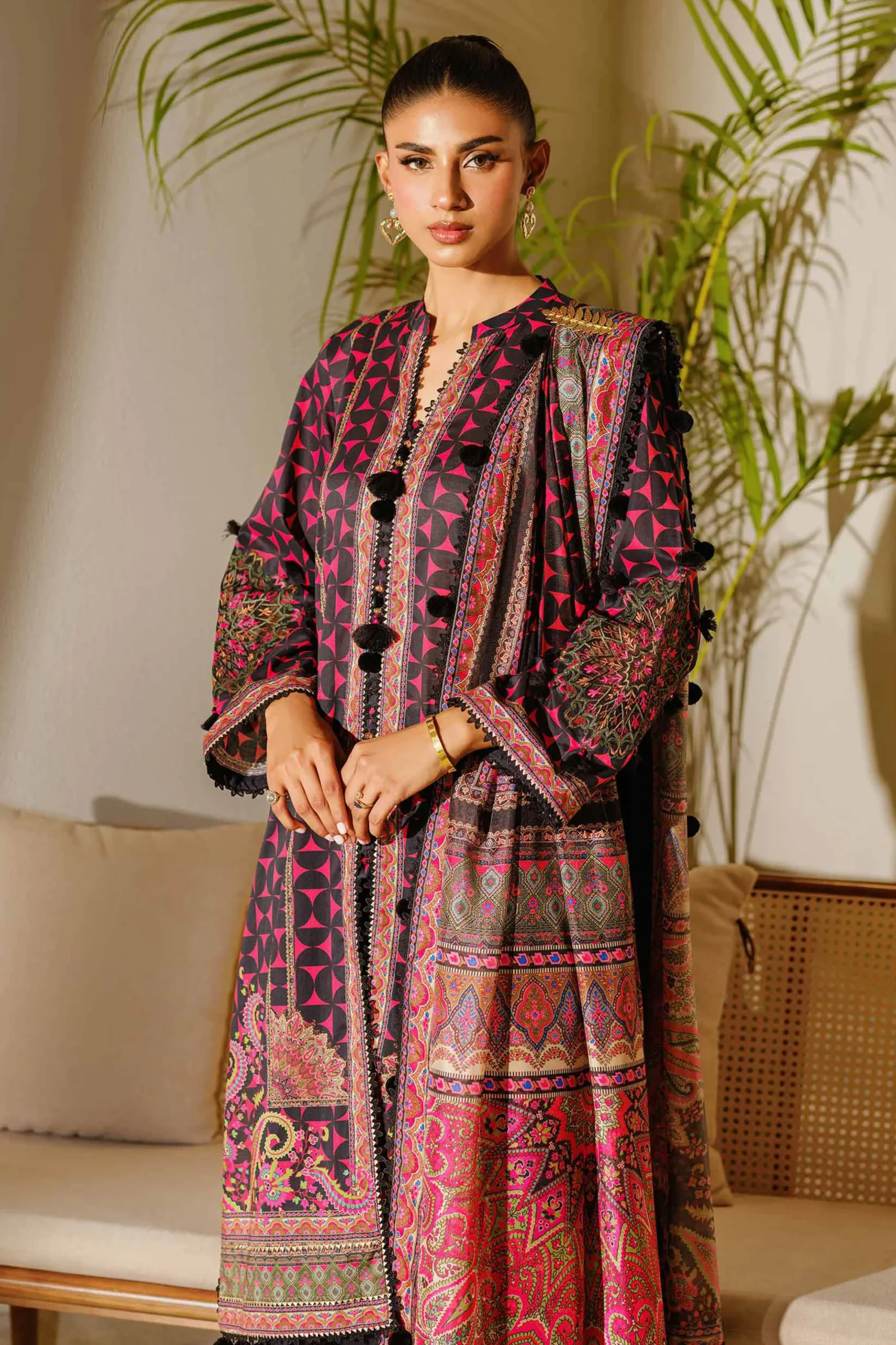 3 Piece - Digital Printed Embroidered Suit - 42502139