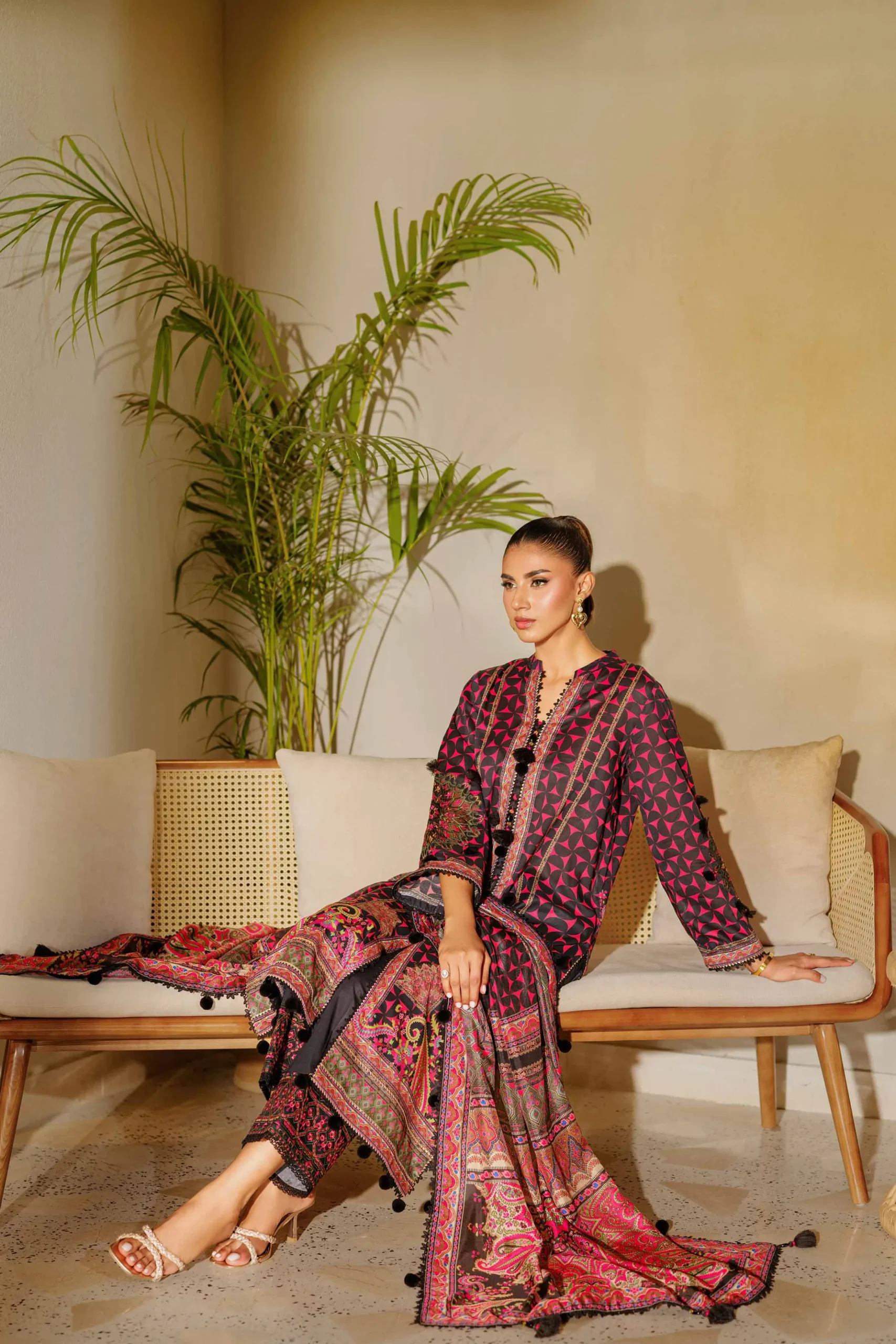 3 Piece - Digital Printed Embroidered Suit - 42502139