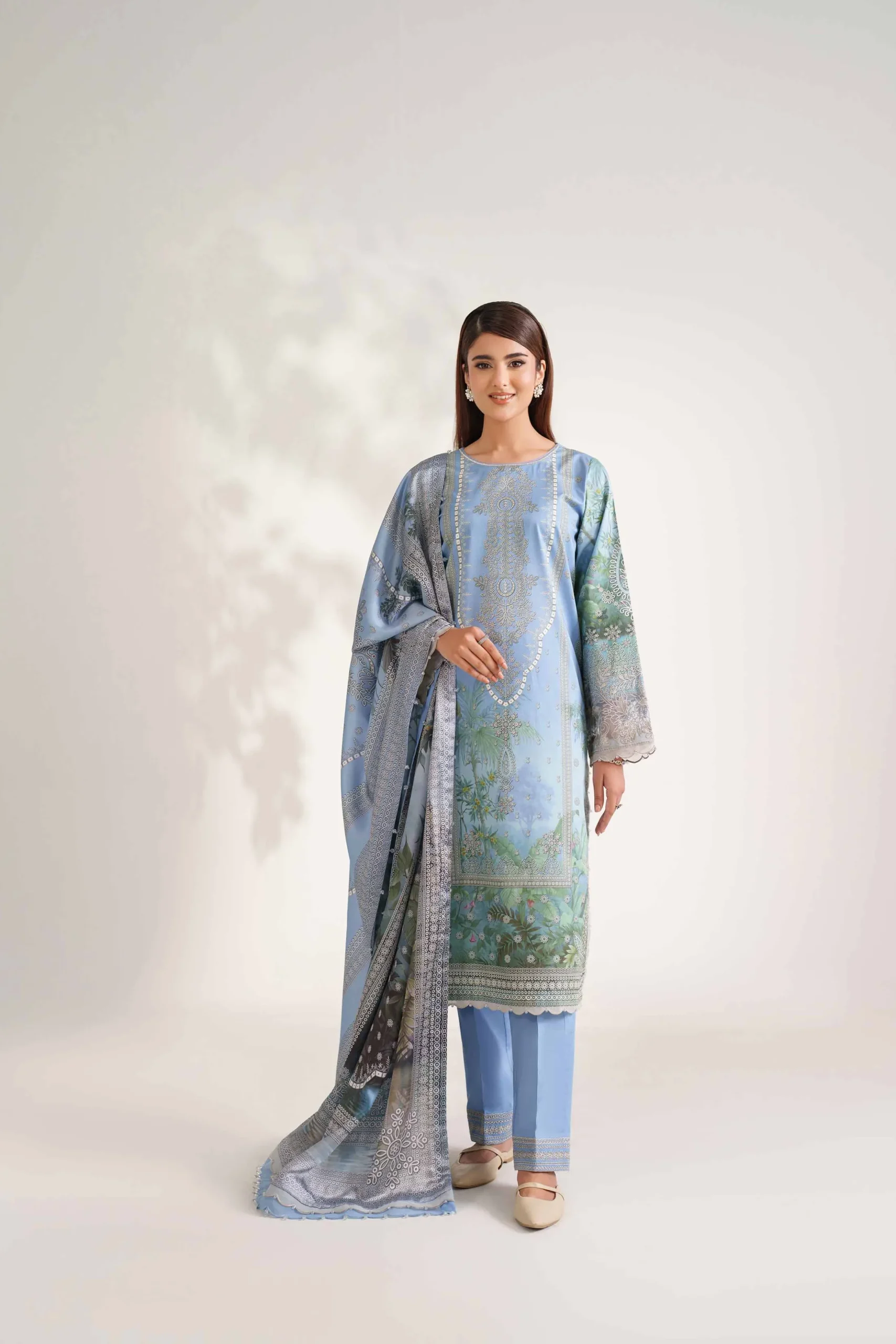 3 Piece - Digital Printed Embroidered Suit - 42502221