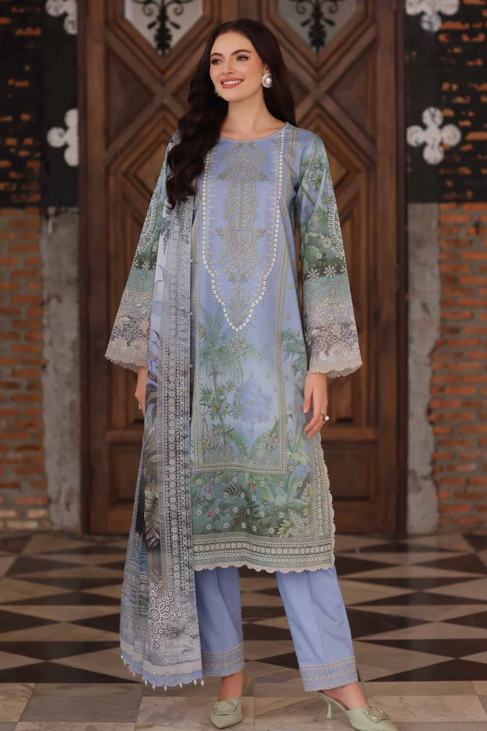 3 Piece - Digital Printed Embroidered Suit - 42502221