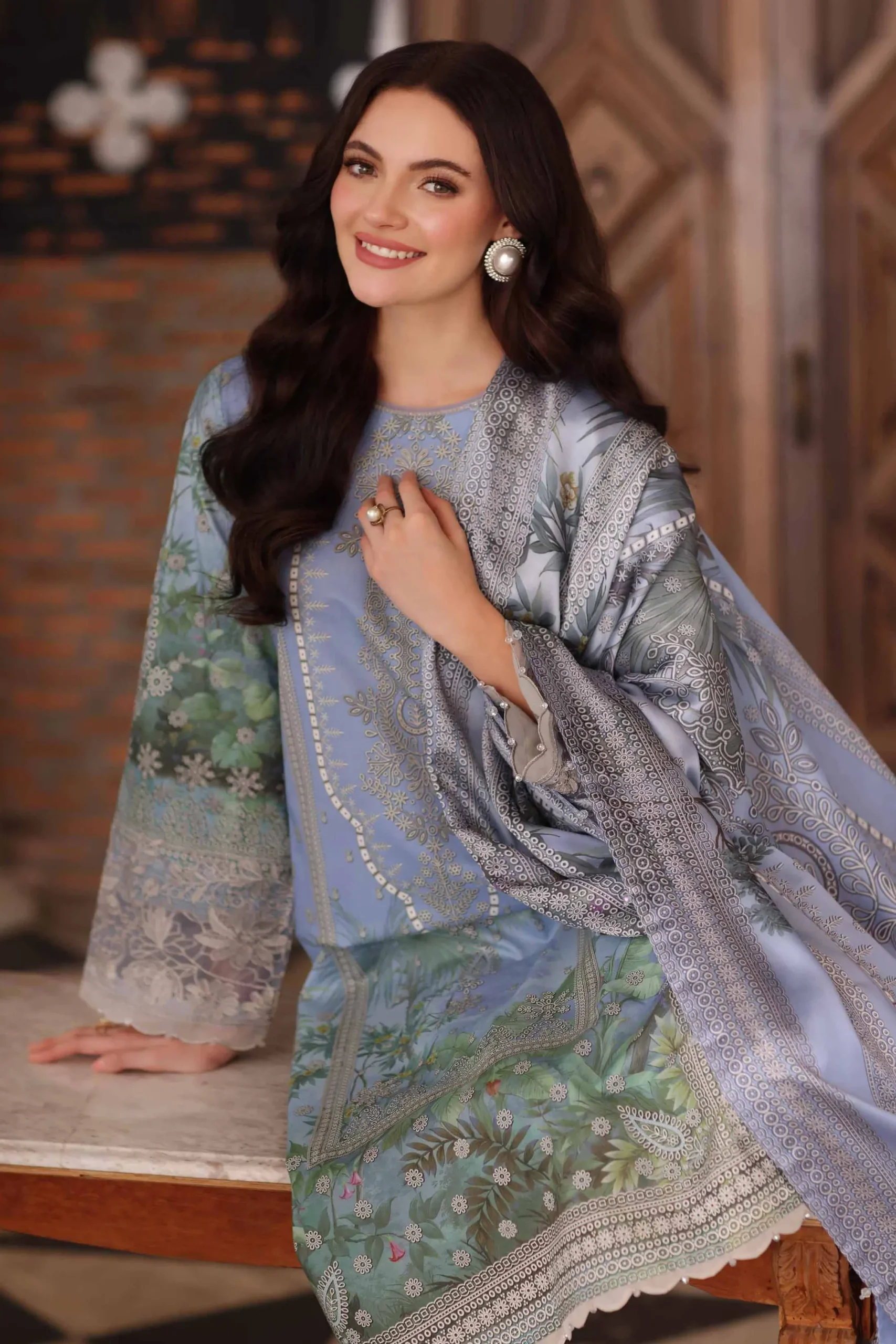 3 Piece - Digital Printed Embroidered Suit - 42502221