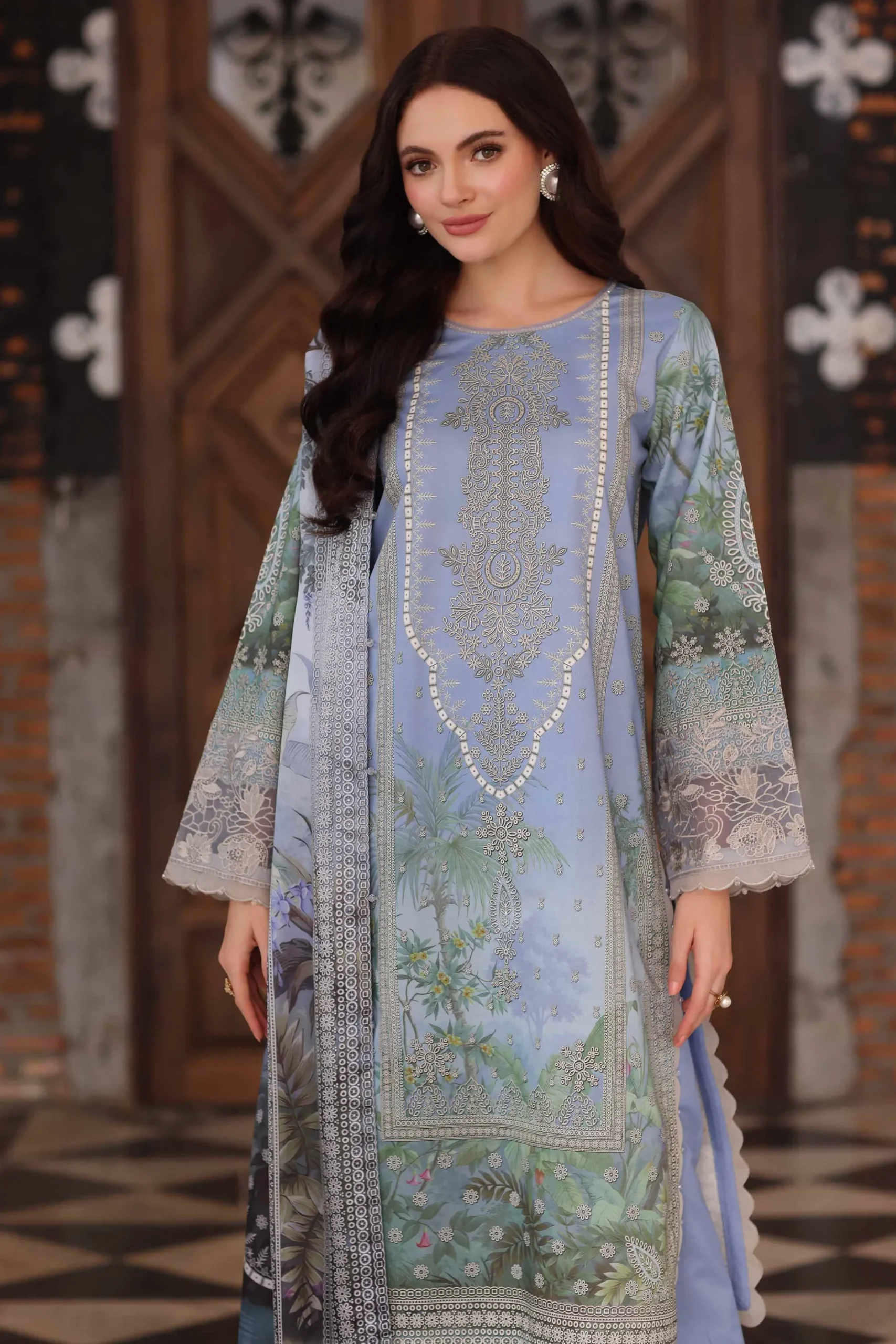 3 Piece - Digital Printed Embroidered Suit - 42502221