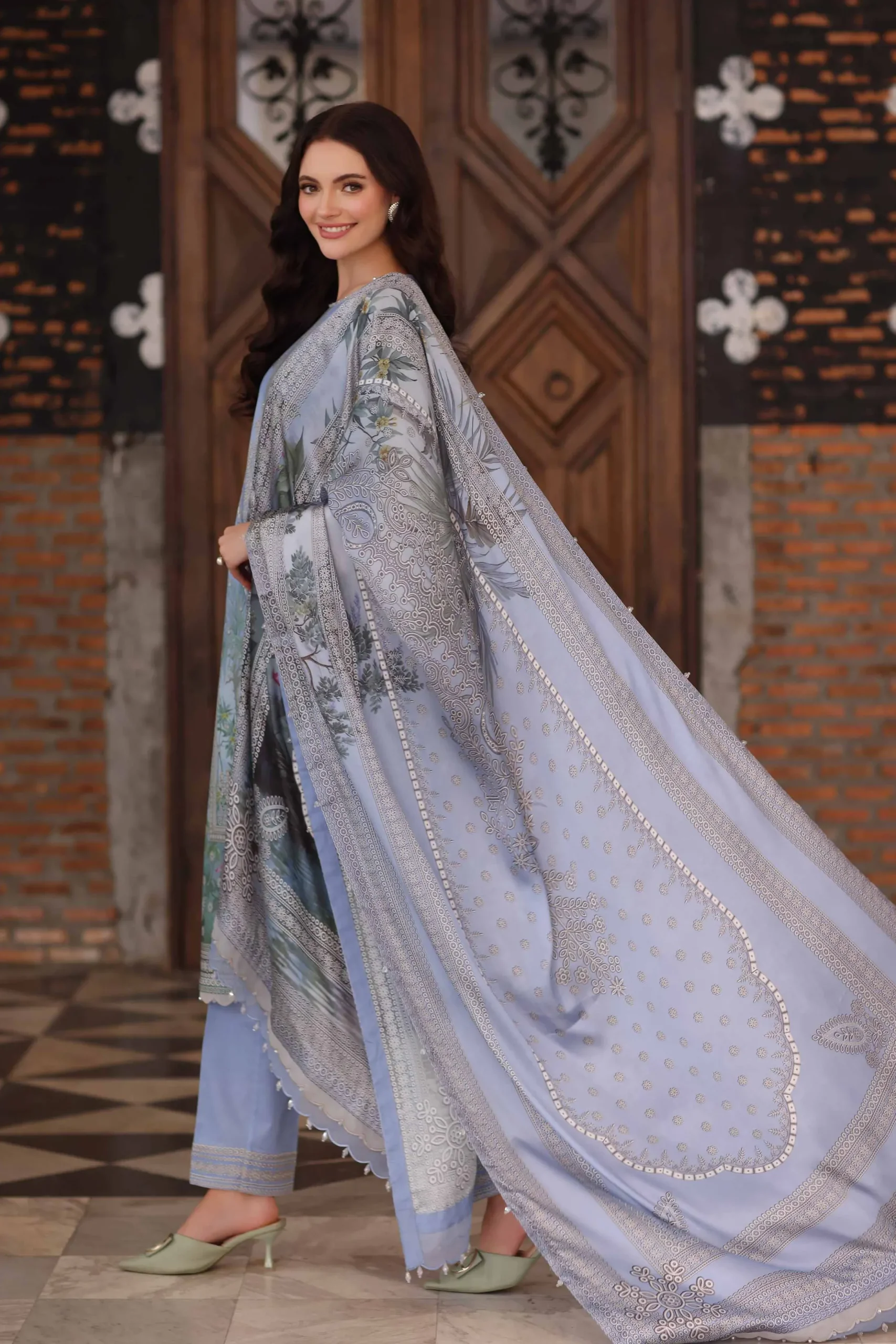 3 Piece - Digital Printed Embroidered Suit - 42502221