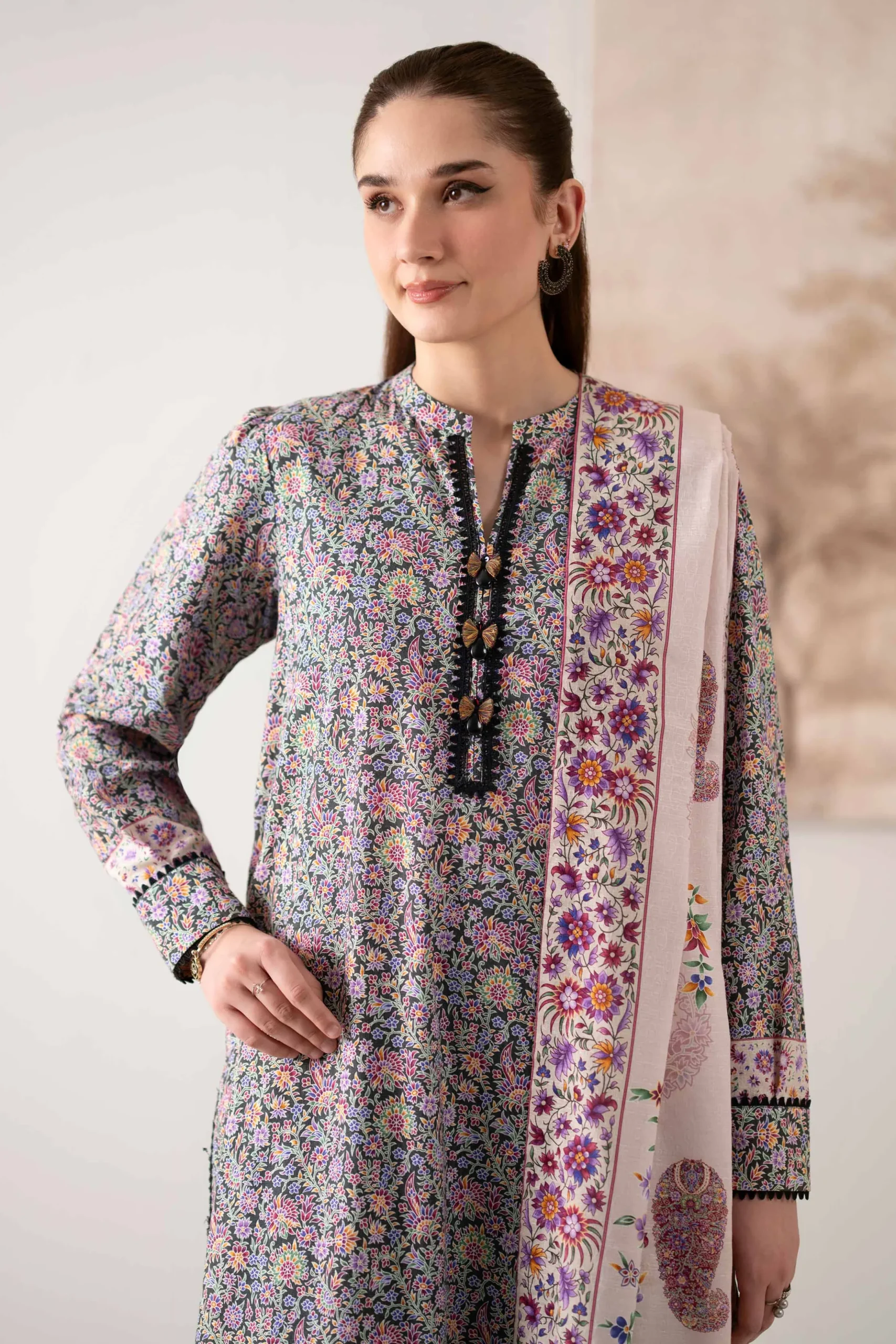3 Piece - Digital Printed Embroidered Suit - 42502653