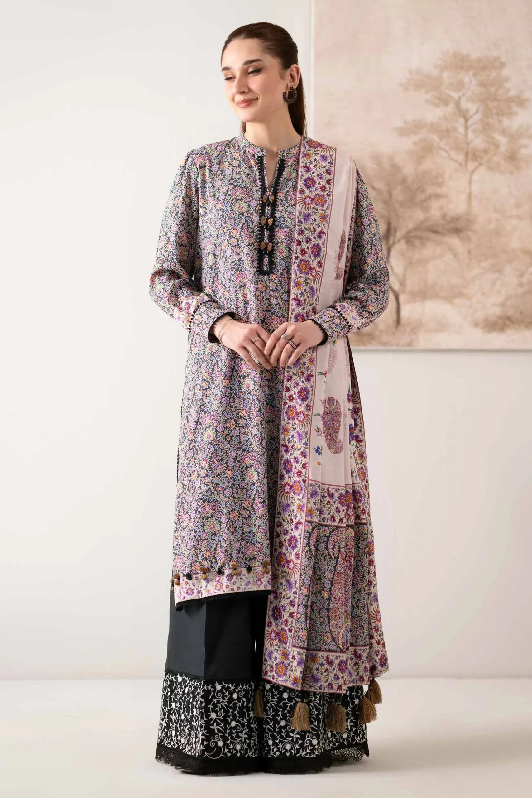 3 Piece - Digital Printed Embroidered Suit - 42502653