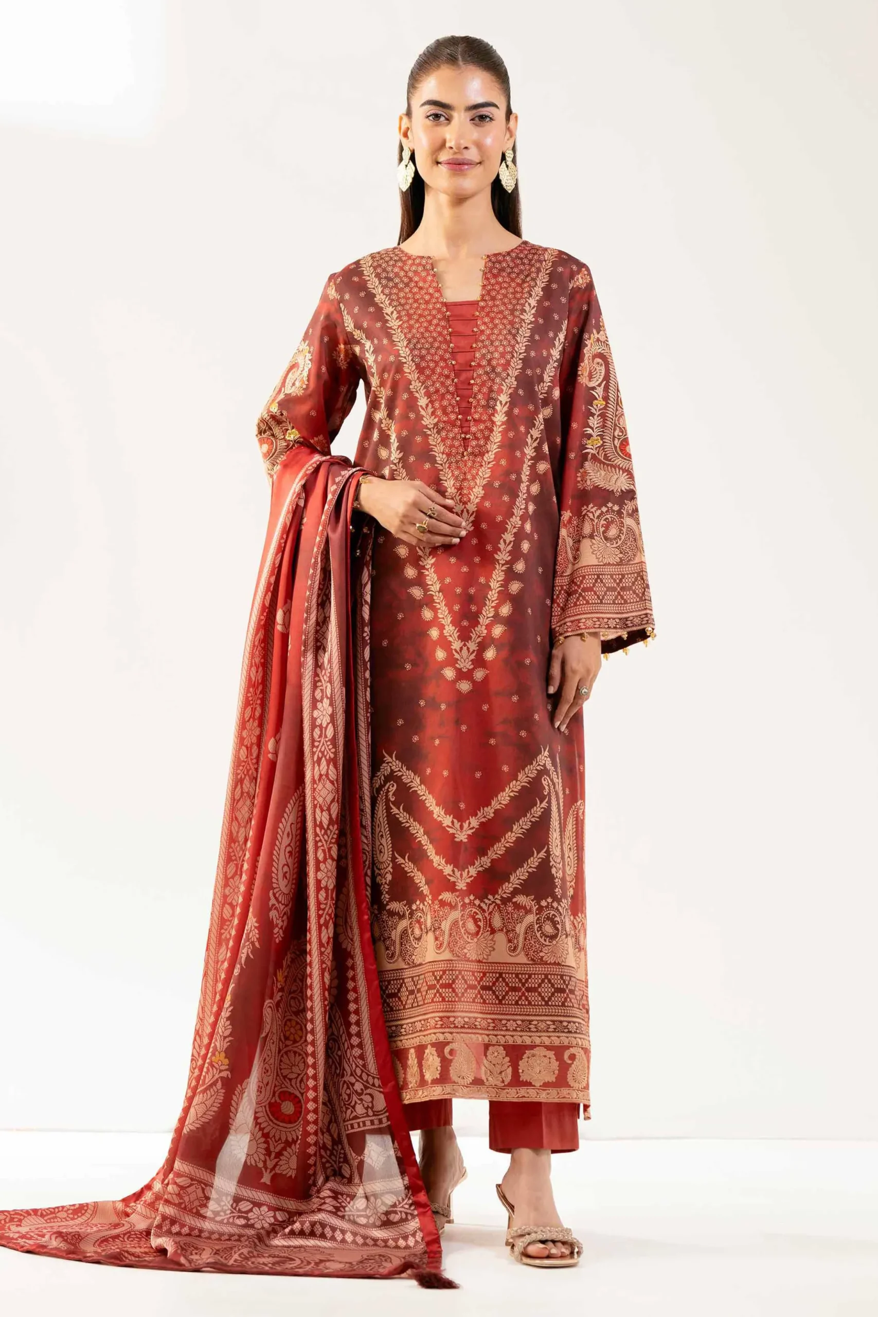 3 Piece - Digital Printed Embroidered Suit - 42501844