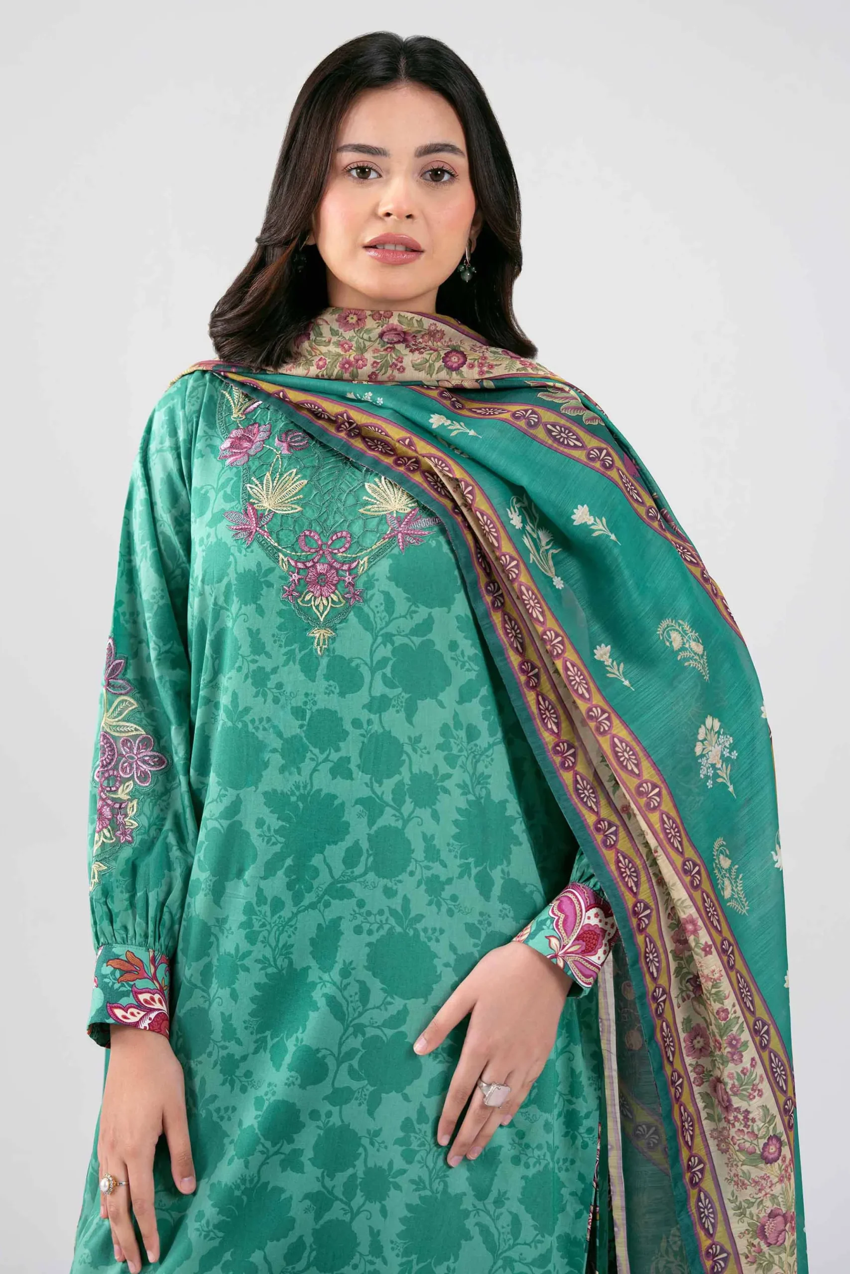 3 Piece - Digital Printed Embroidered Suit - 42601355
