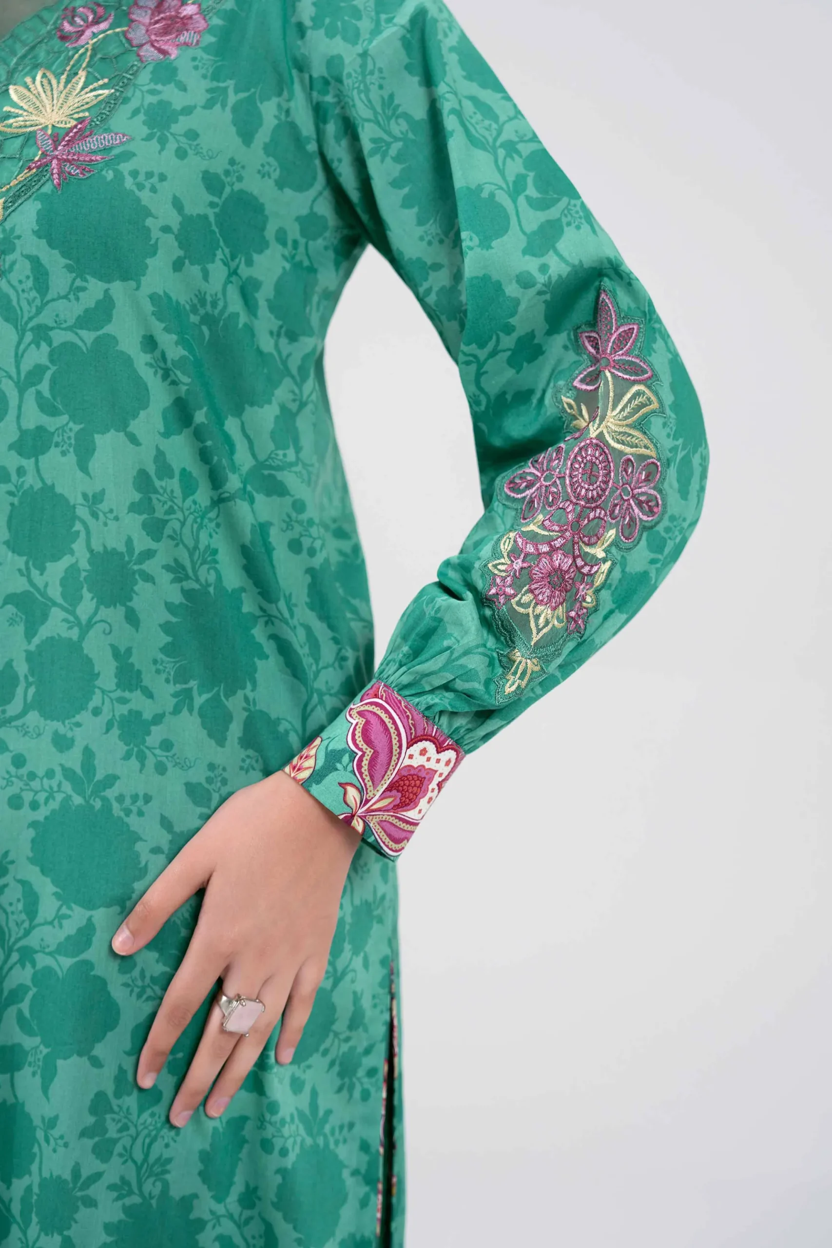 3 Piece - Digital Printed Embroidered Suit - 42601355