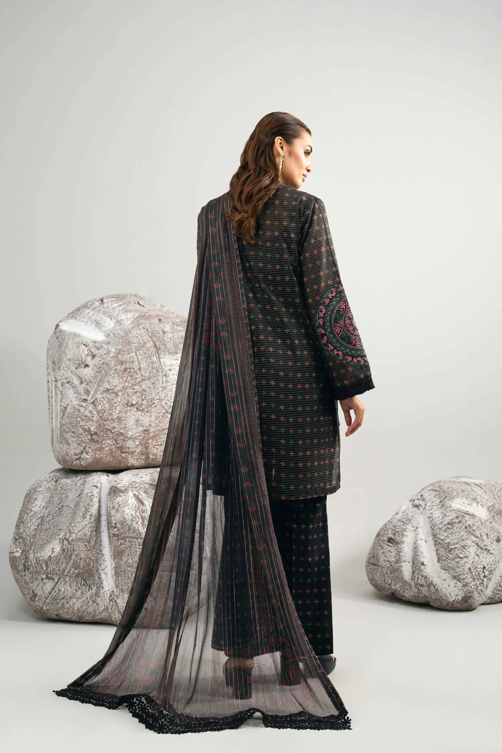 3 Piece - Digital Printed Embroidered Suit - 42502046