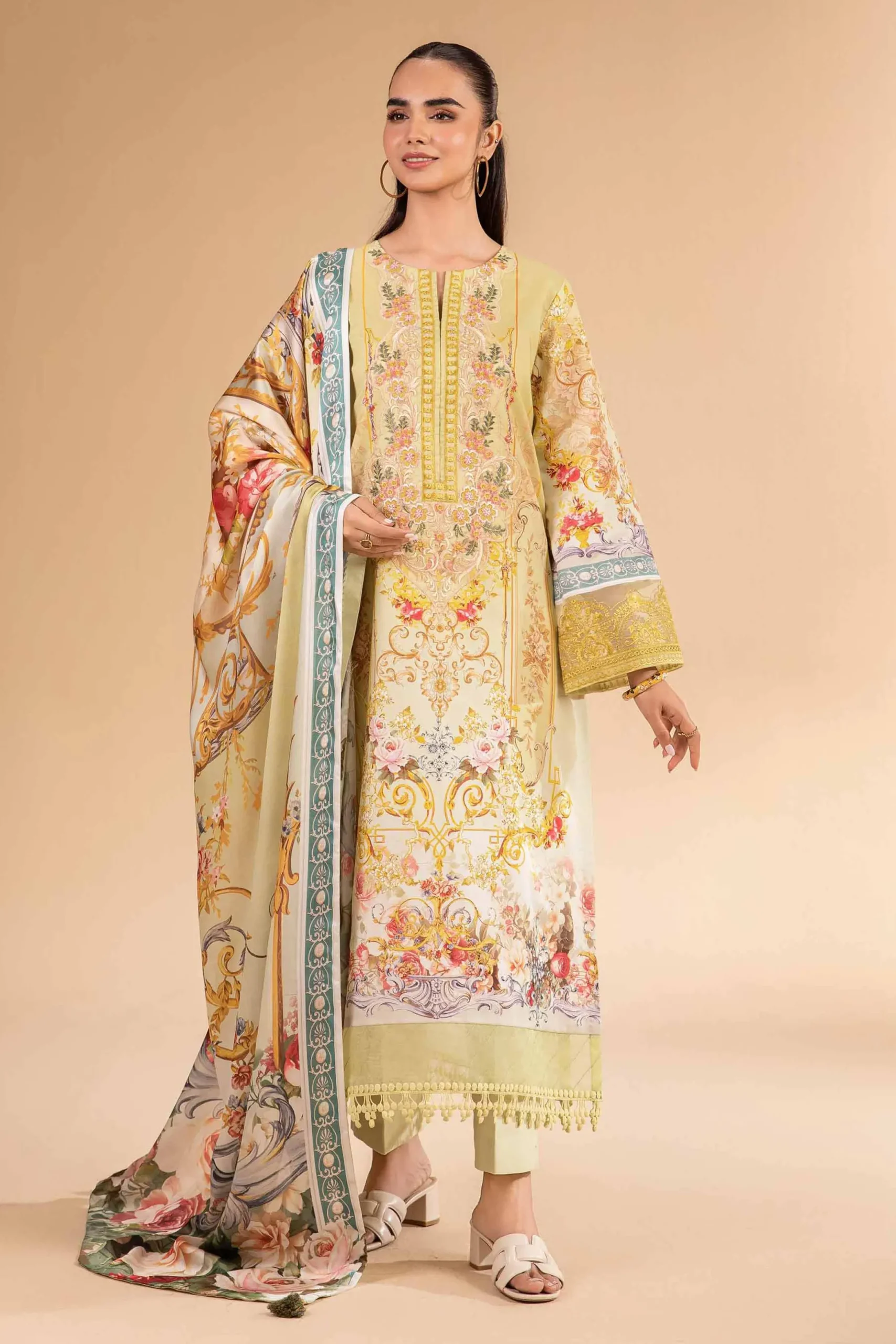 3 Piece - Digital Printed Embroidered Suit - 42501847